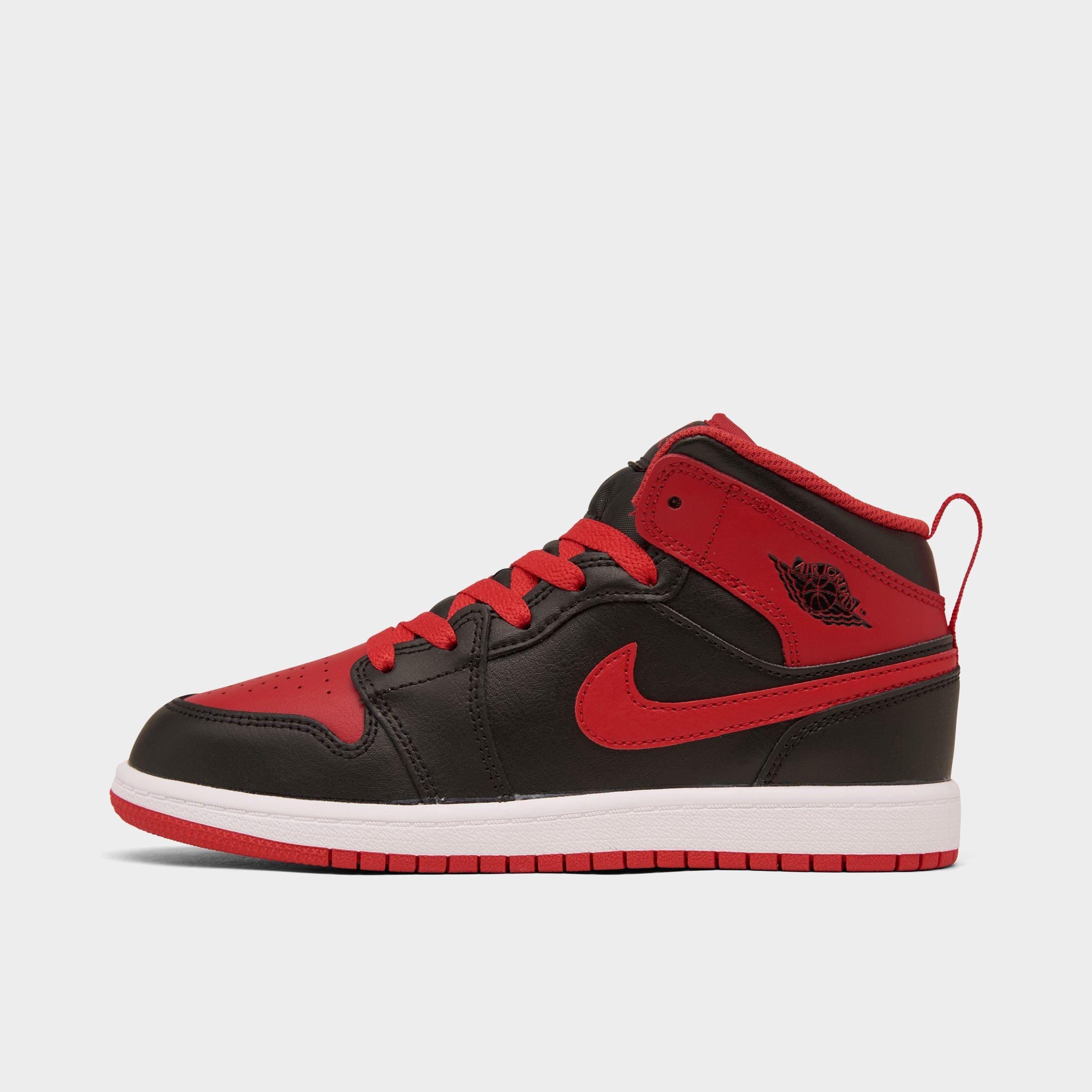Nike Jordan Little Kids' Air Retro 1 Mid Casual Shoes In Black/fire Red/white