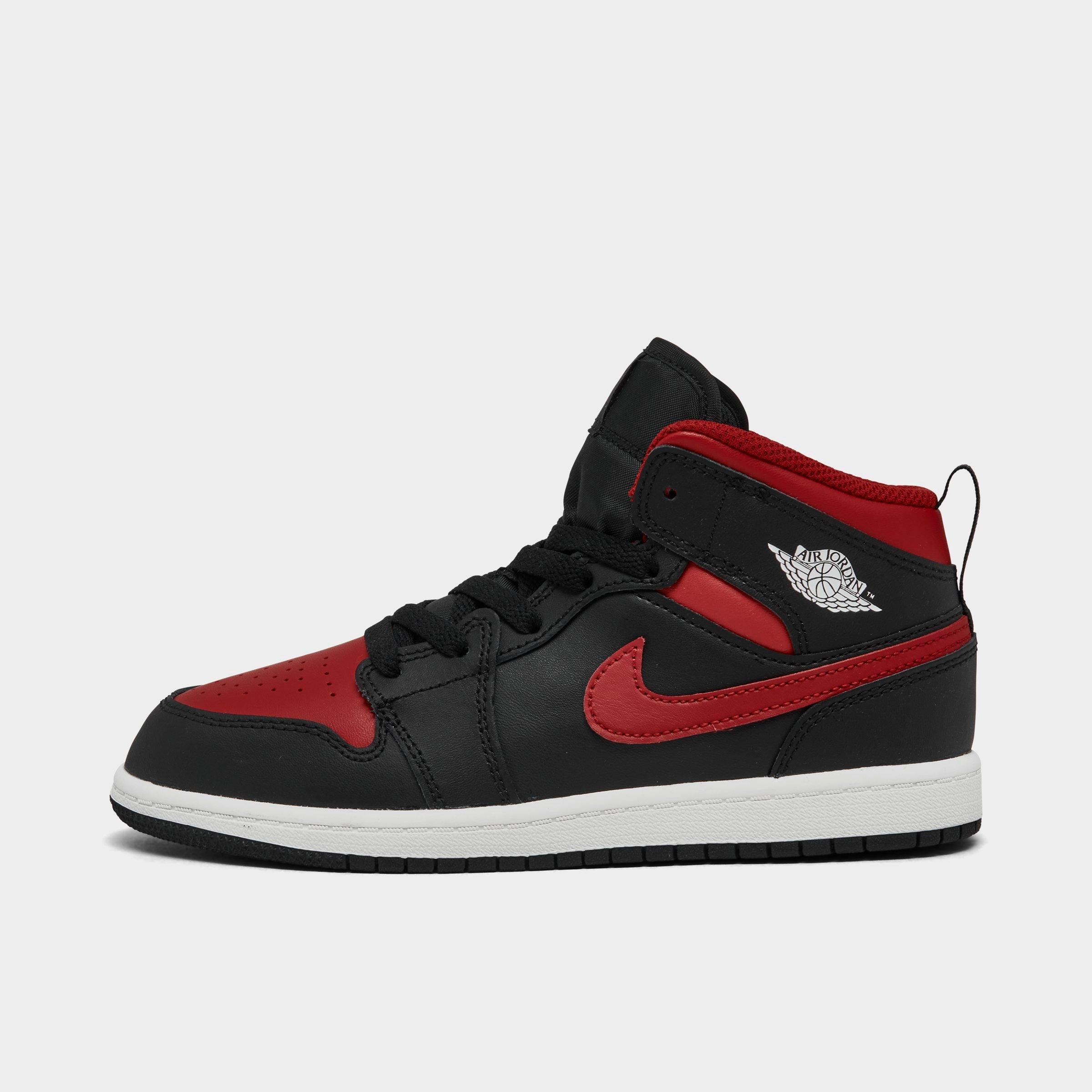 Nike Jordan Little Kids' Air Retro 1 Mid Casual Shoes In Black/summit White/varsity Red