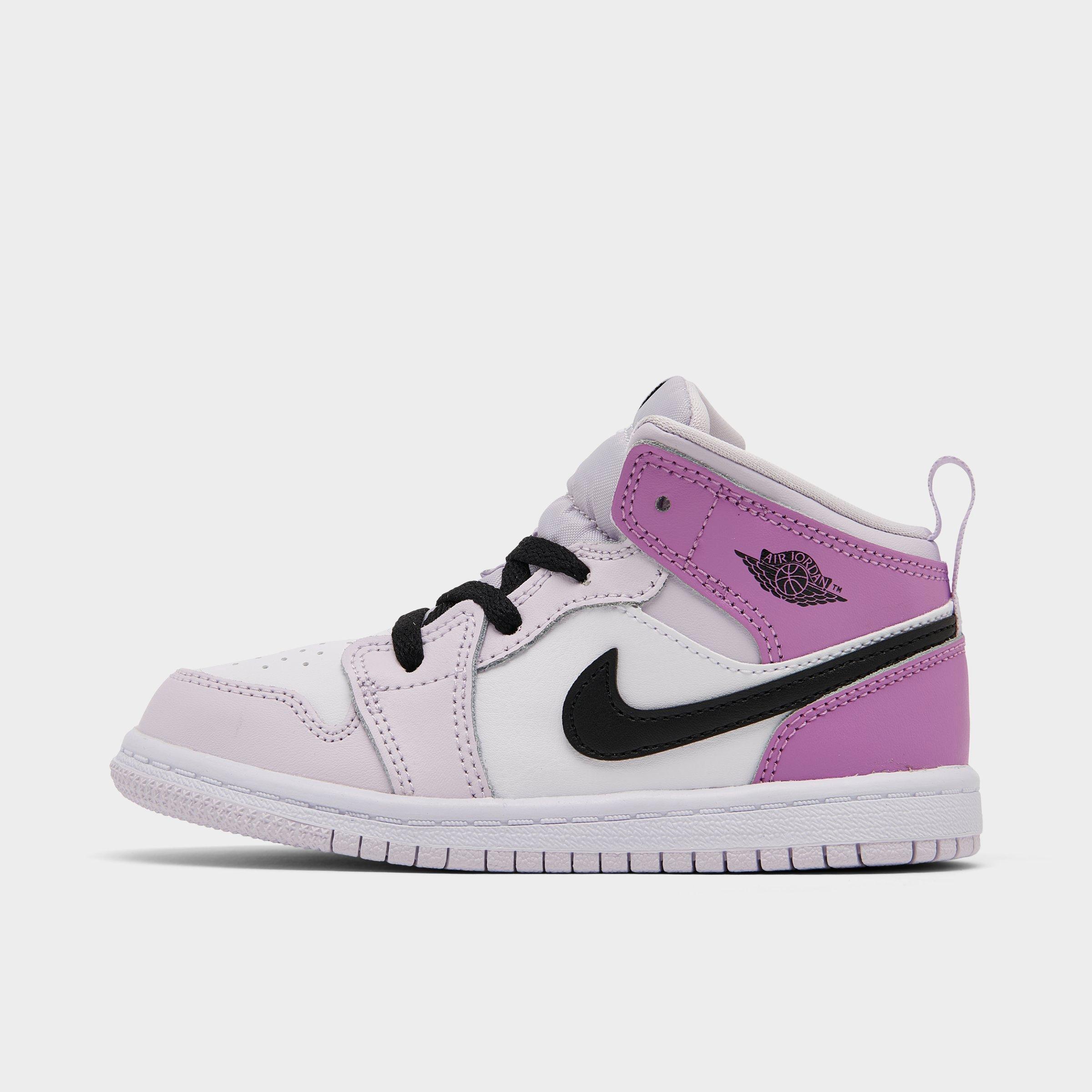 Nike Babies' Kids' Toddler Air Jordan Retro 1 Mid Casual Shoes In Barely Grape/black/white/rush Fuchsia