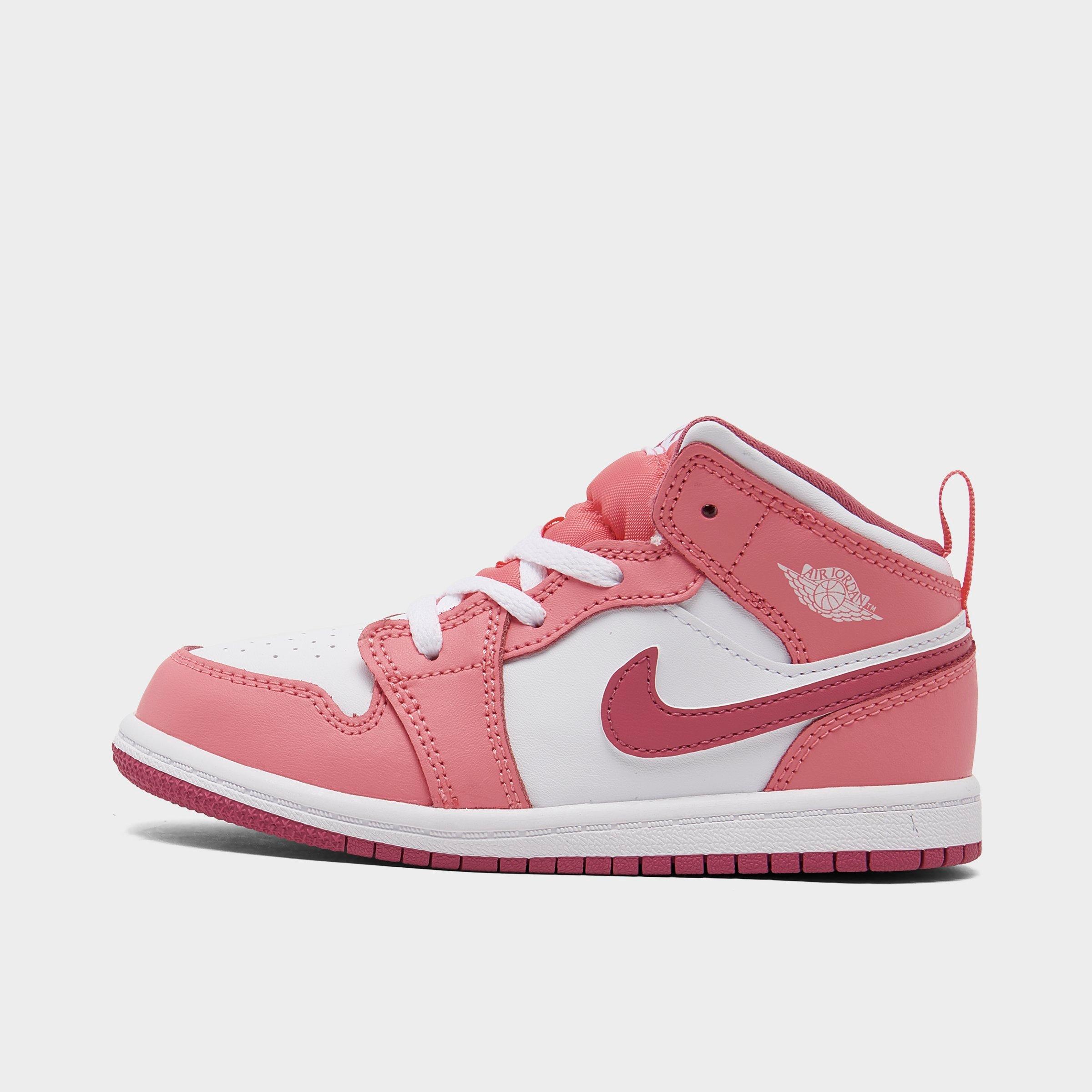 Nike Babies' Kids' Toddler Air Jordan Retro 1 Mid Casual Shoes In Coral Chalk/desert Berry/white