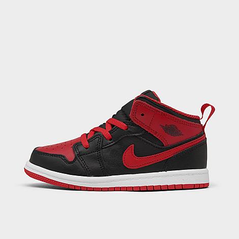 Nike Babies' Kids' Toddler Air Jordan Retro 1 Mid Casual Shoes In Black/fire Red/white
