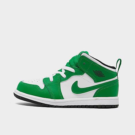 Nike Babies' Kids' Toddler Air Jordan Retro 1 Mid Casual Shoes In Lucky Green/black/white
