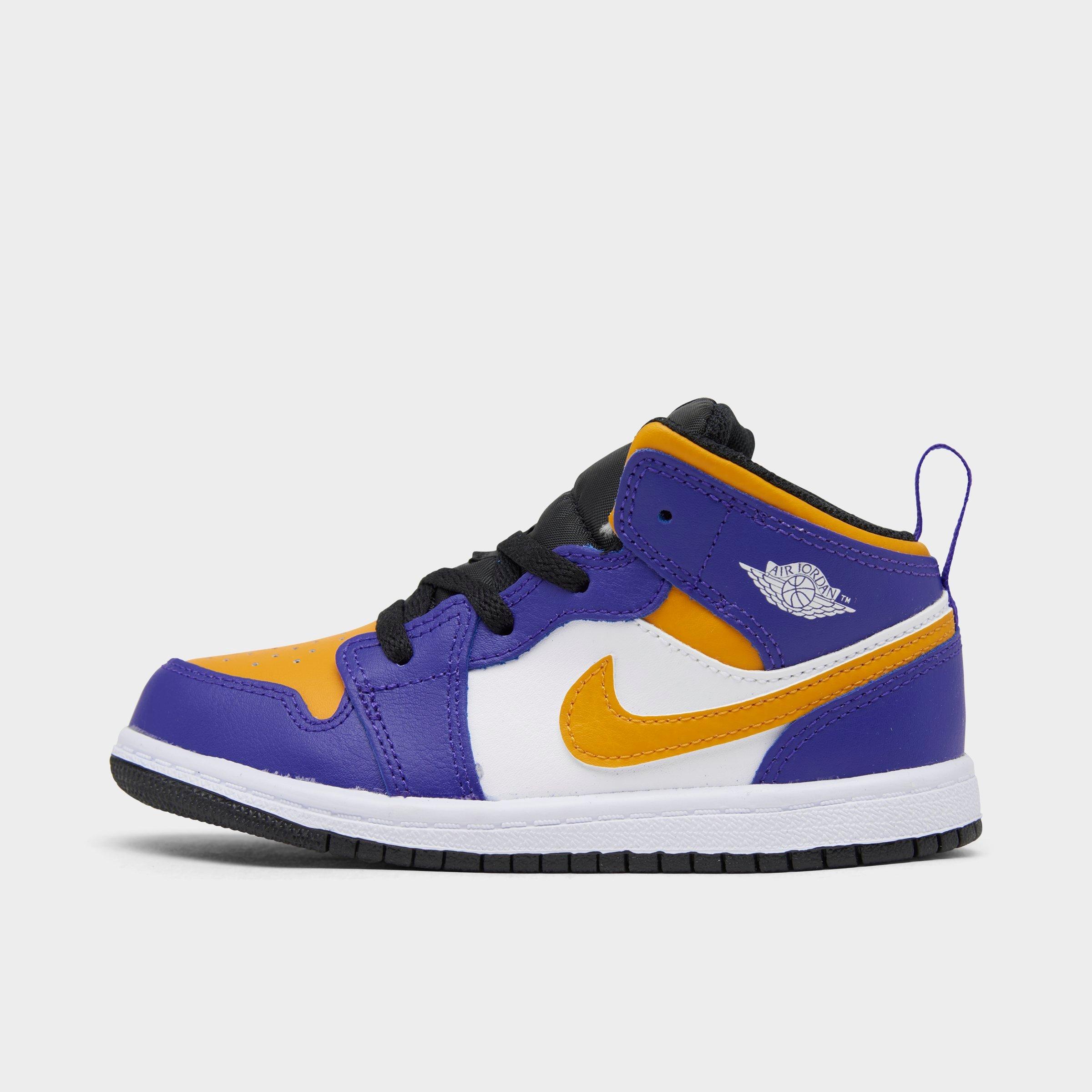 Nike Babies' Kids' Toddler Air Jordan Retro 1 Mid Casual Shoes In Dark Concord/taxi/white/black