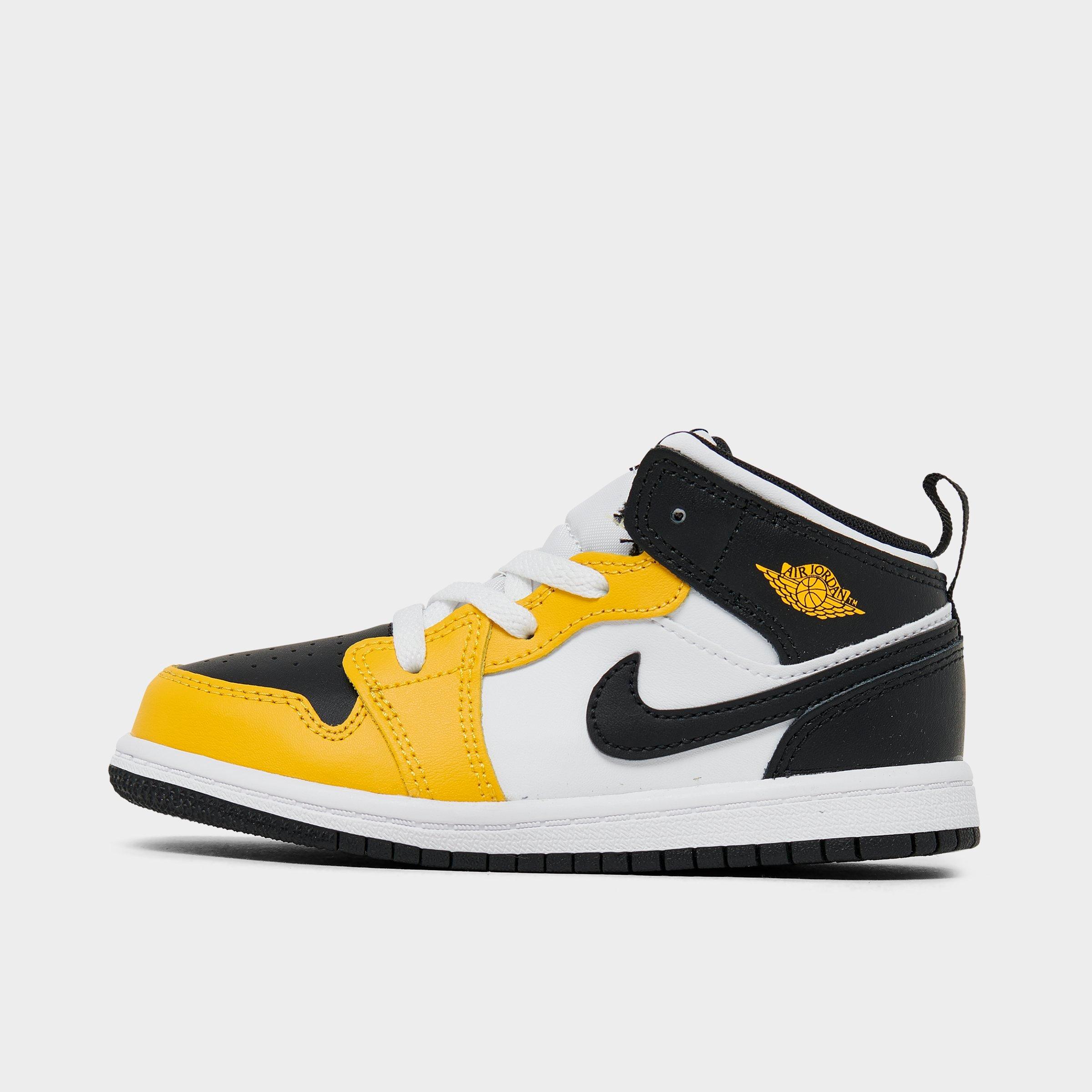 Jordan Kids Toddler Air Retro 1 Mid Casual Shoes in Yellow Ochre/Black/White Size: 4.0