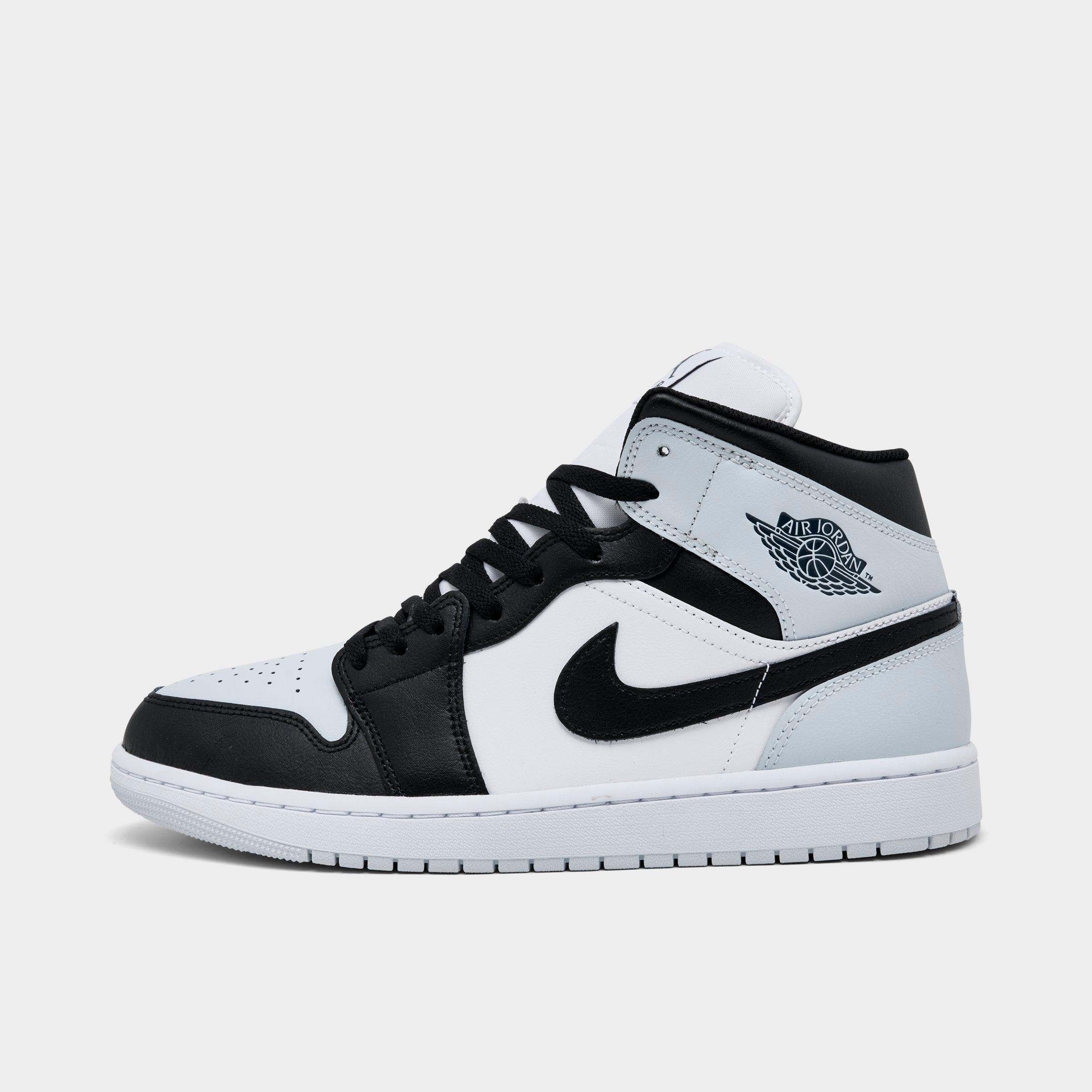 Jordan Men's Air Retro 1 Mid Casual Shoes in Black/Aura/White Size: 7.5