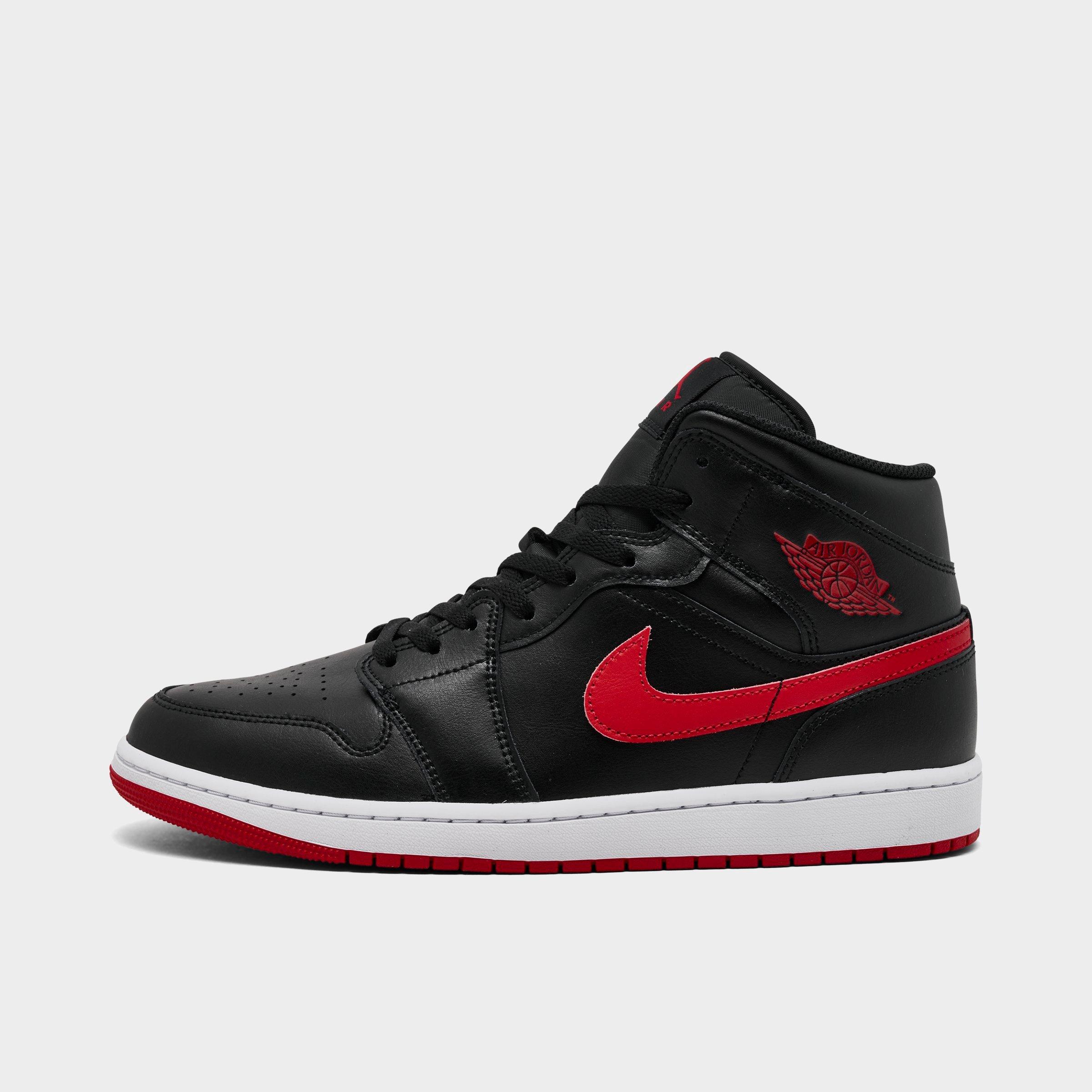 Jordan Men's Air Retro 1 Mid Casual Shoes in Black/University Red/White Size: 11.0