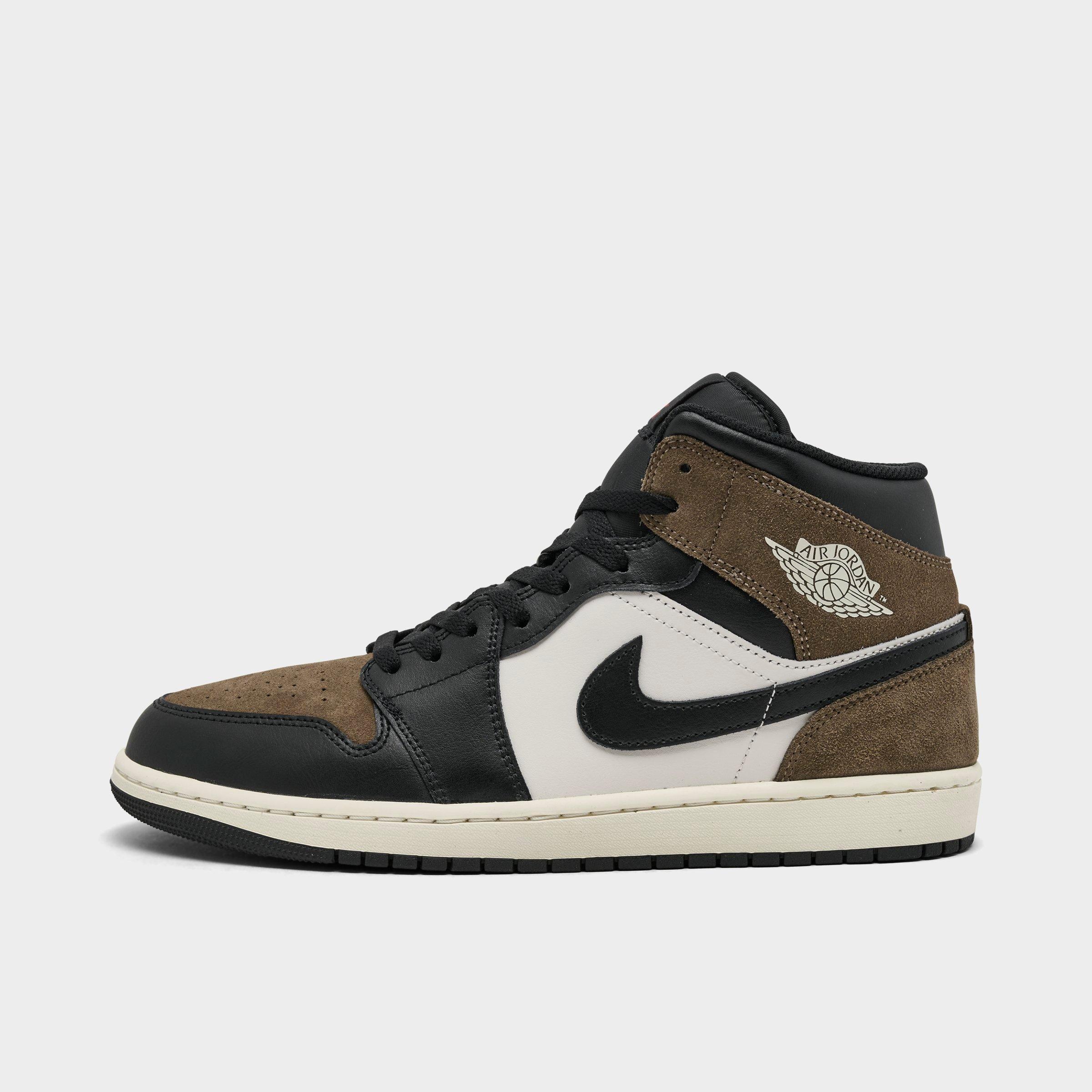 Jordan Men's Air Retro 1 Mid Casual Shoes in Black/Palomino/University Red Size: 8.5