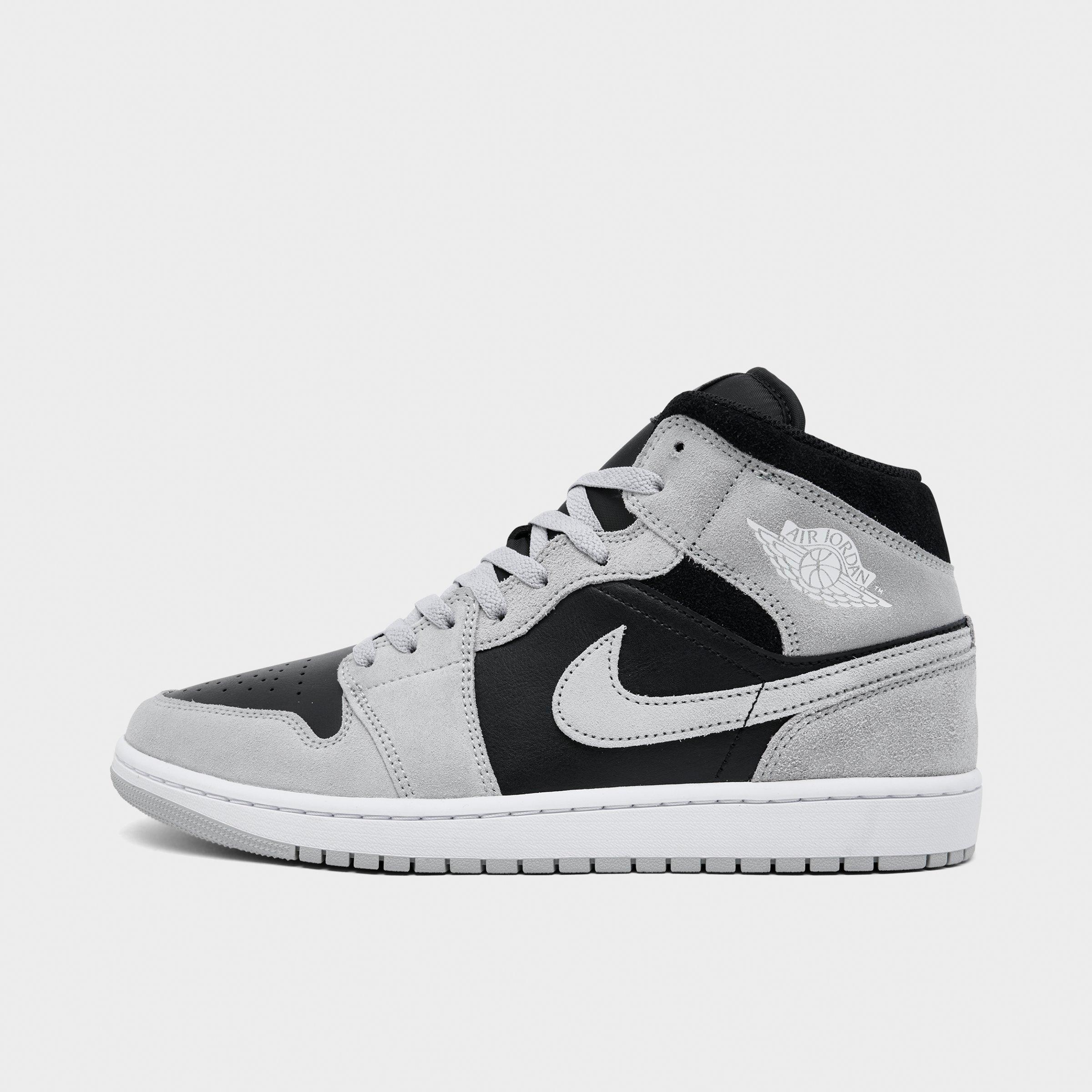 Jordan Men's Air Retro 1 Mid Casual Shoes in Light Smoke Grey/Black/White Size: 10.5