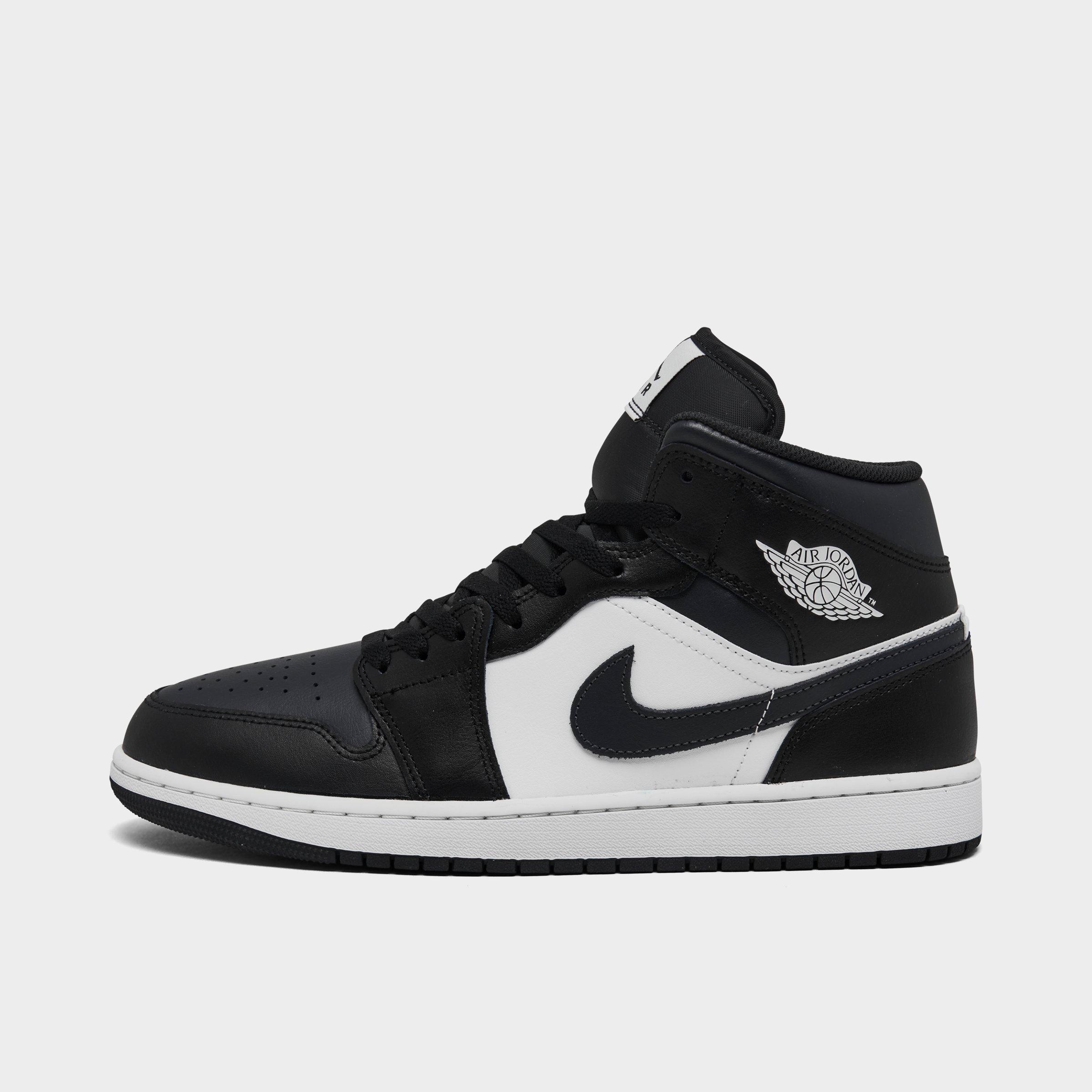 Jordan Men's Air Retro 1 Mid Casual Shoes in Black/Black Size 9 Leather