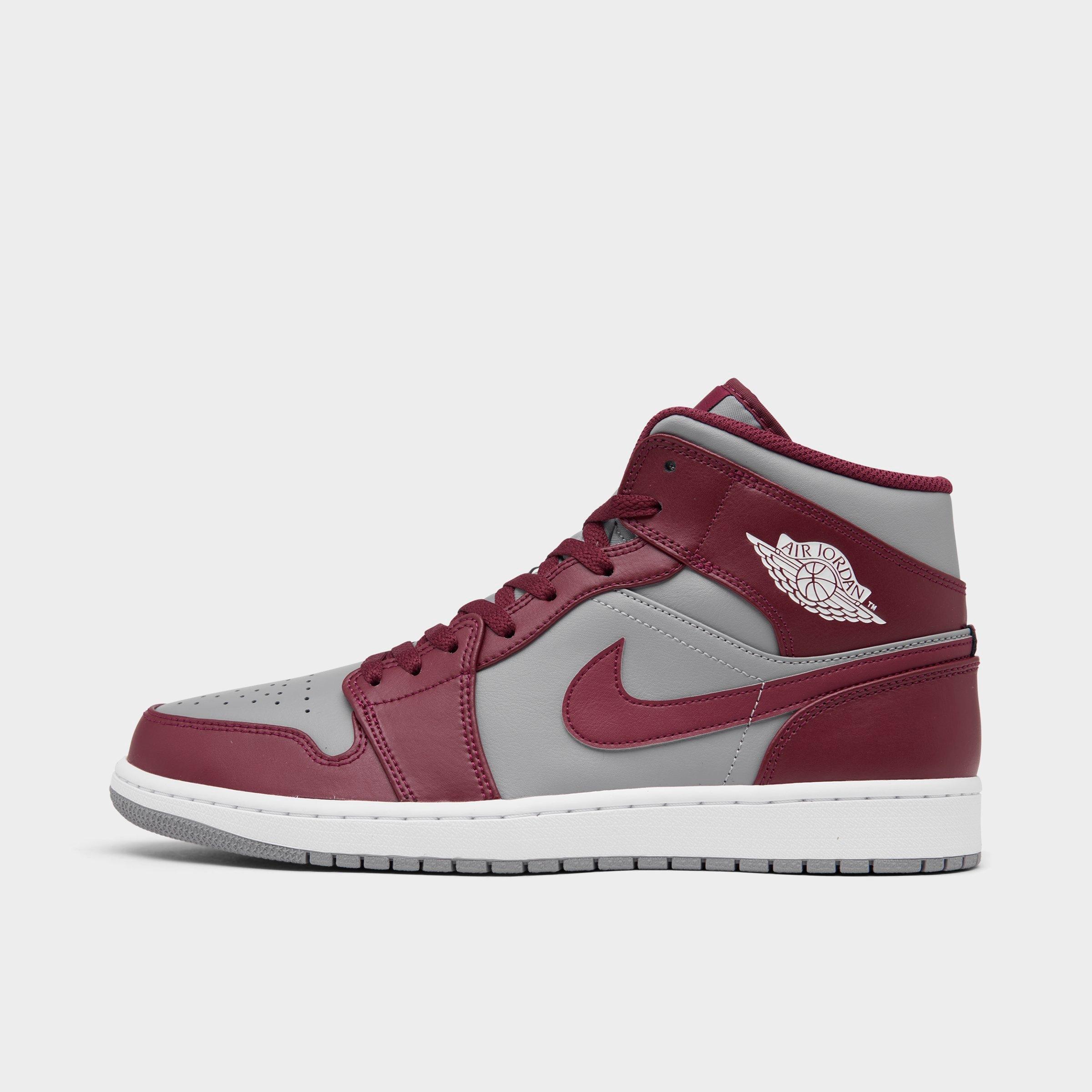Nike Jordan Air Retro 1 Mid Casual Shoes In Cherrywood Red/white/cement Grey