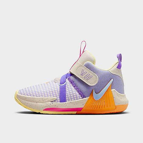 Nike Little Kids' Lebron Witness 7 Stretch Lace Basketball Shoes In Light Orewood Brown/action Grape/vivid Orange/cobalt Bliss