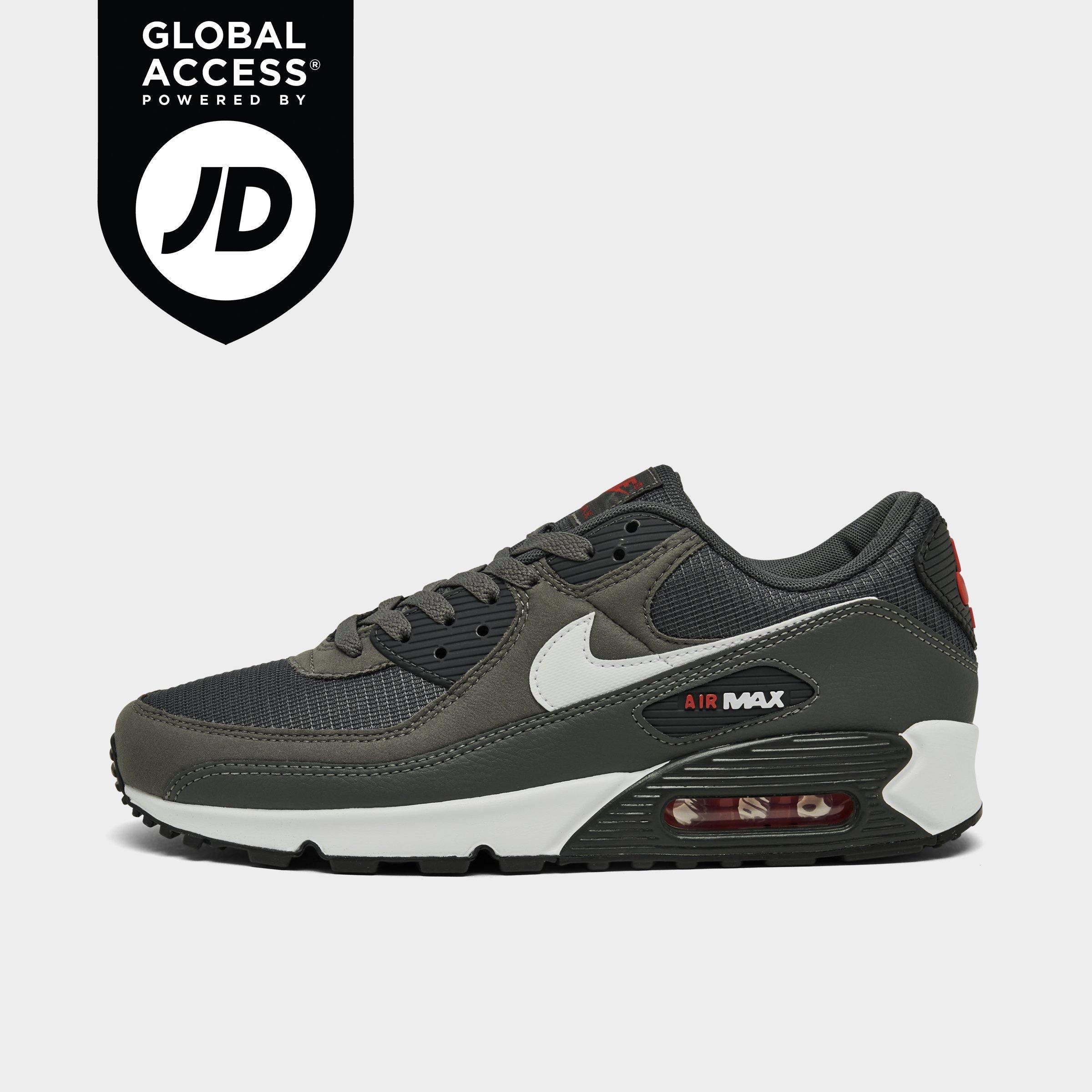 Shop Nike Men's Air Max 90 Casual Shoes In Iron Grey/white/university Red