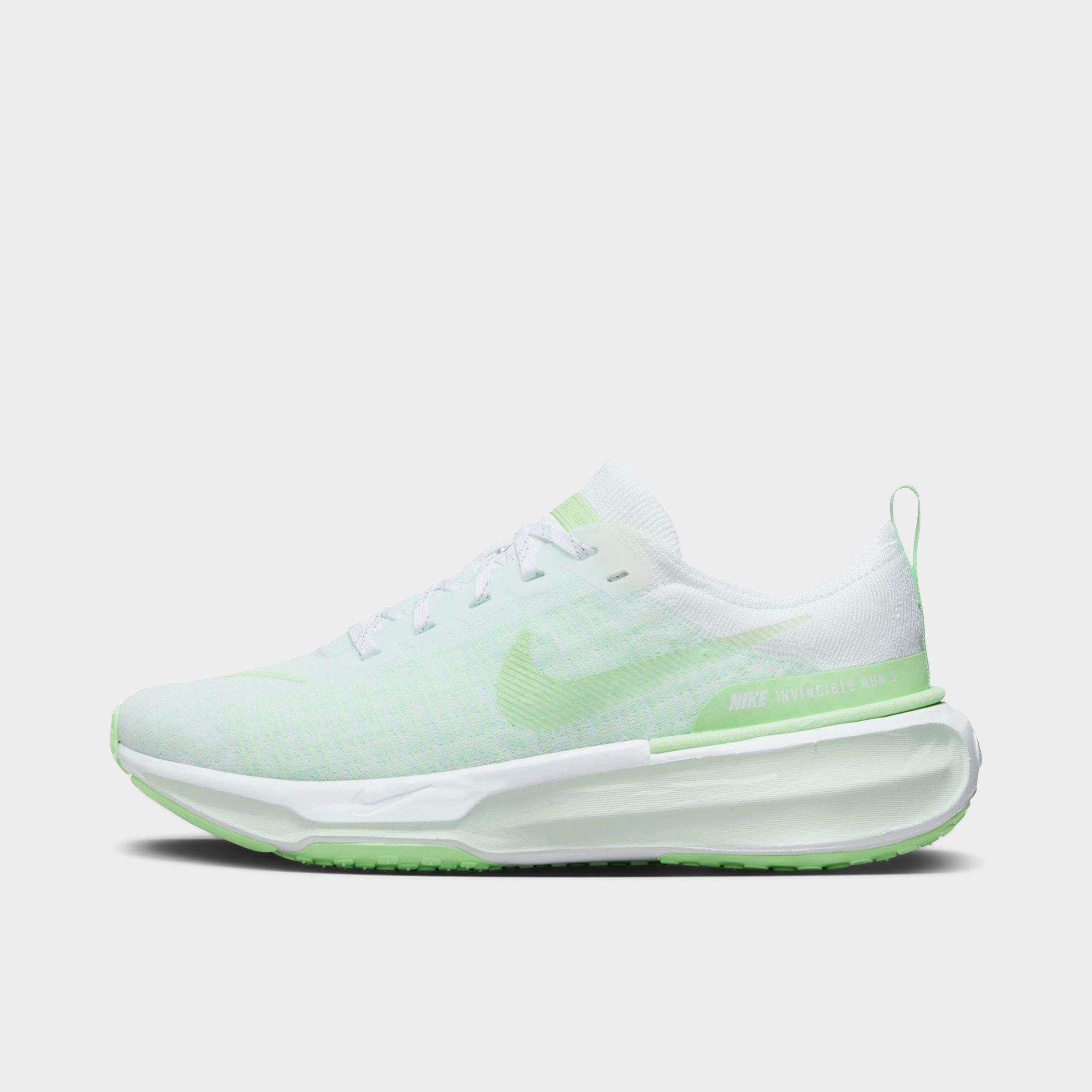 Shop Nike Women's Air Zoomx Invincible Run 3 Flyknit Running Shoes In White/barely Green/green Glow/vapor Green