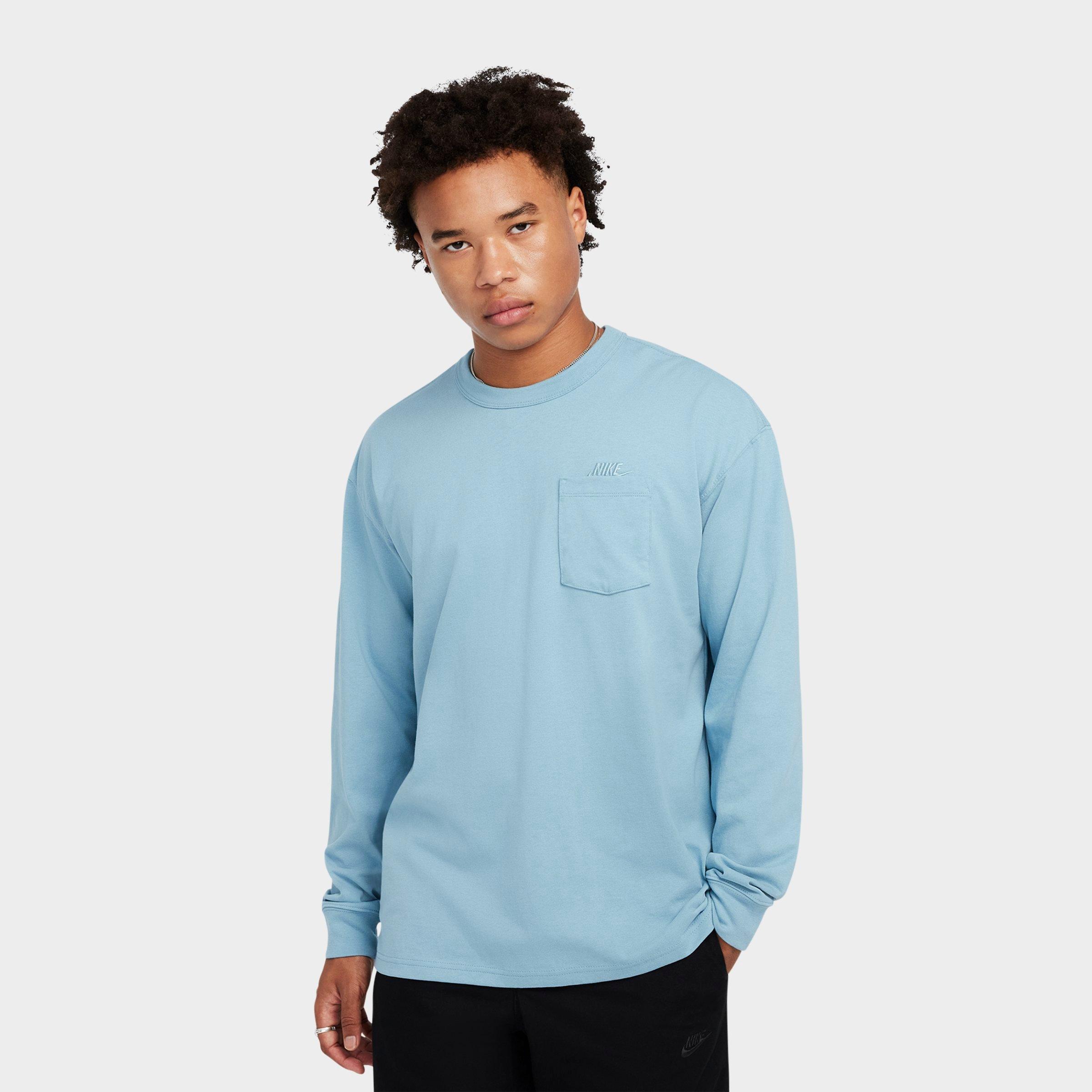 Nike Men's  Sportswear Premium Essentials Long-sleeve Pocket T-shirt In Denim Turquoise