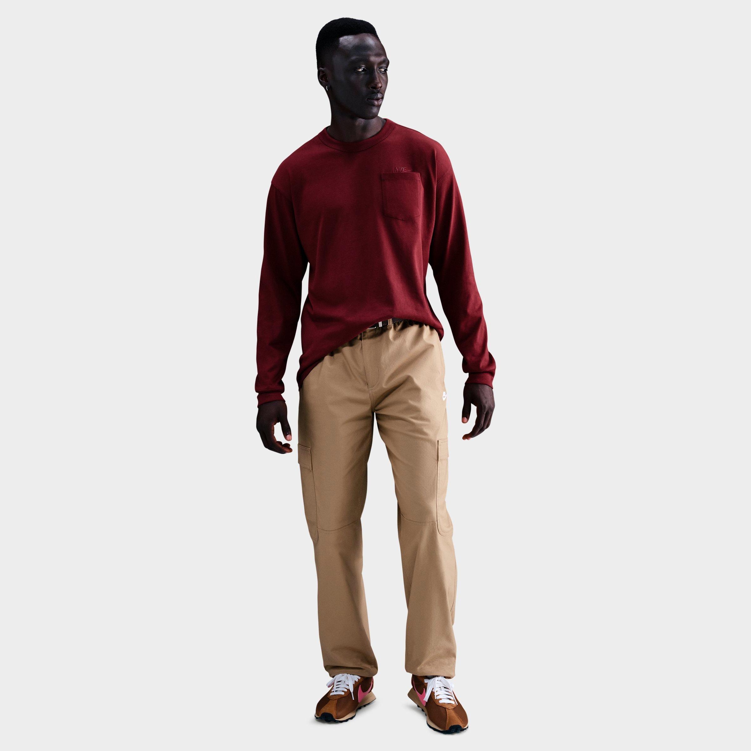 Nike Men's Sportswear Premium Essentials Long-Sleeve Pocket T-Shirt in Dark Team Red Size: Medium
