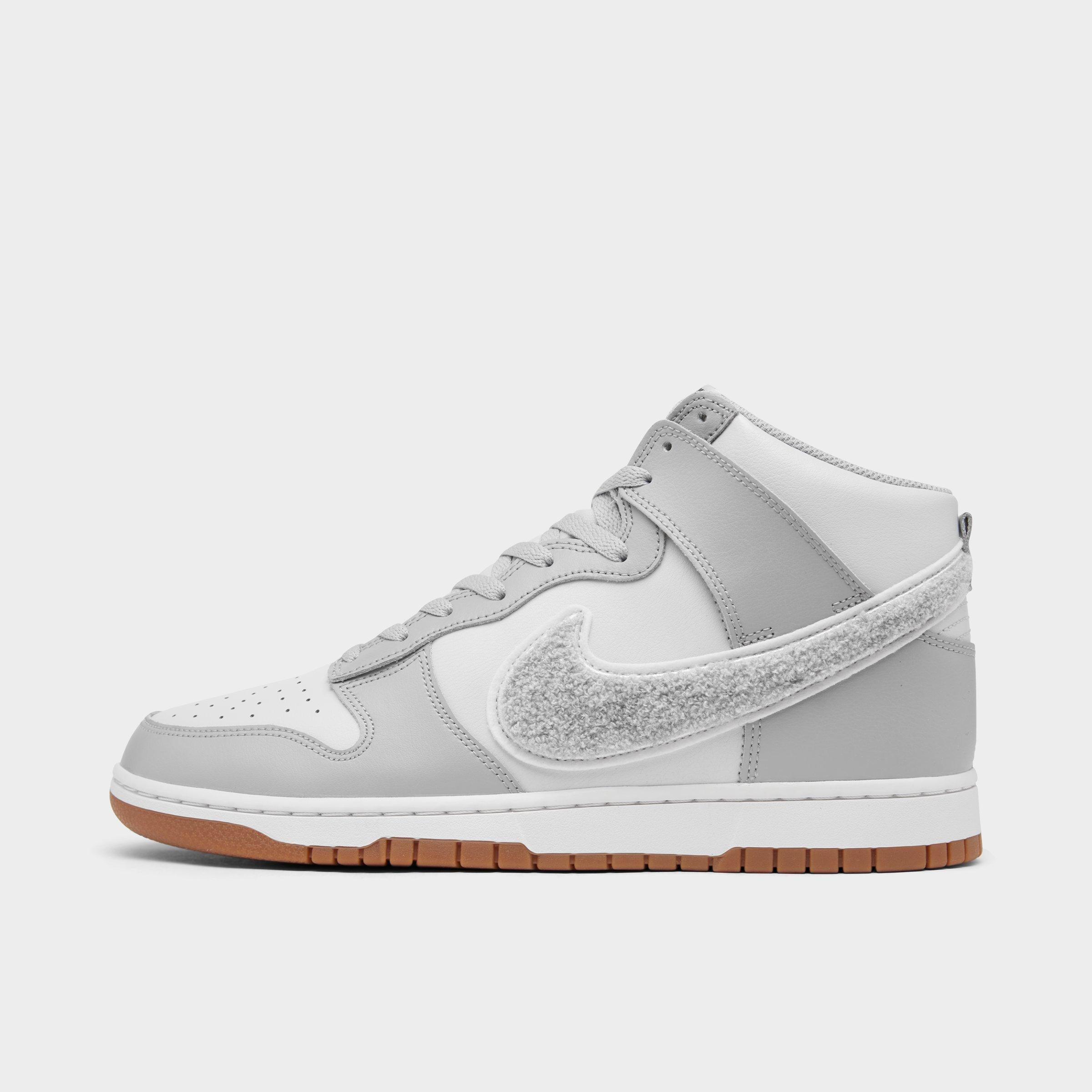 Nike Dunk High Retro Se Chenille Swoosh Casual Shoes In Light Smoke Grey/photon Dust/light Smoke Grey