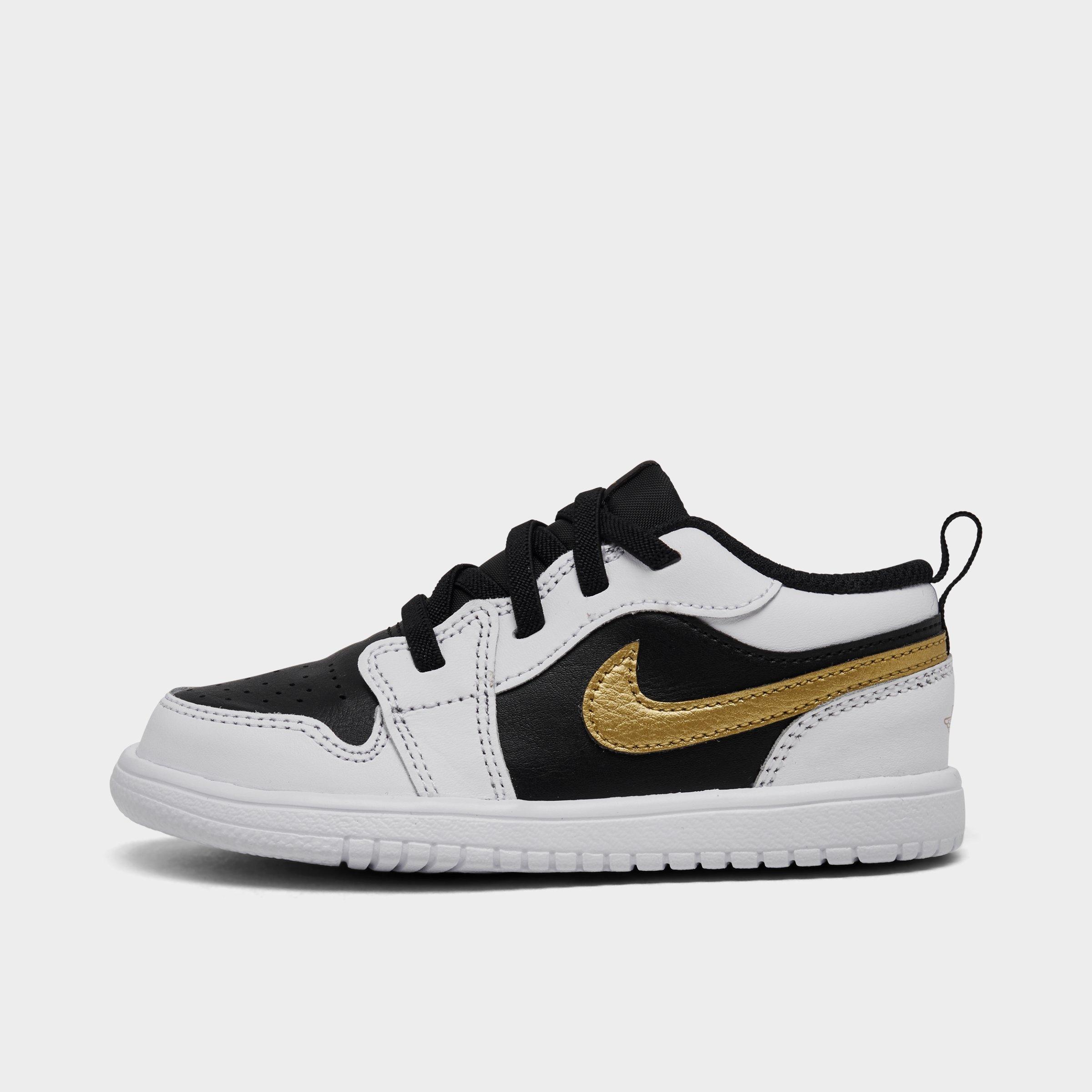 Jordan Boys Toddler Air Retro 1 Low Alt Casual Shoes in White/Metallic Gold/Black Size: 4.0