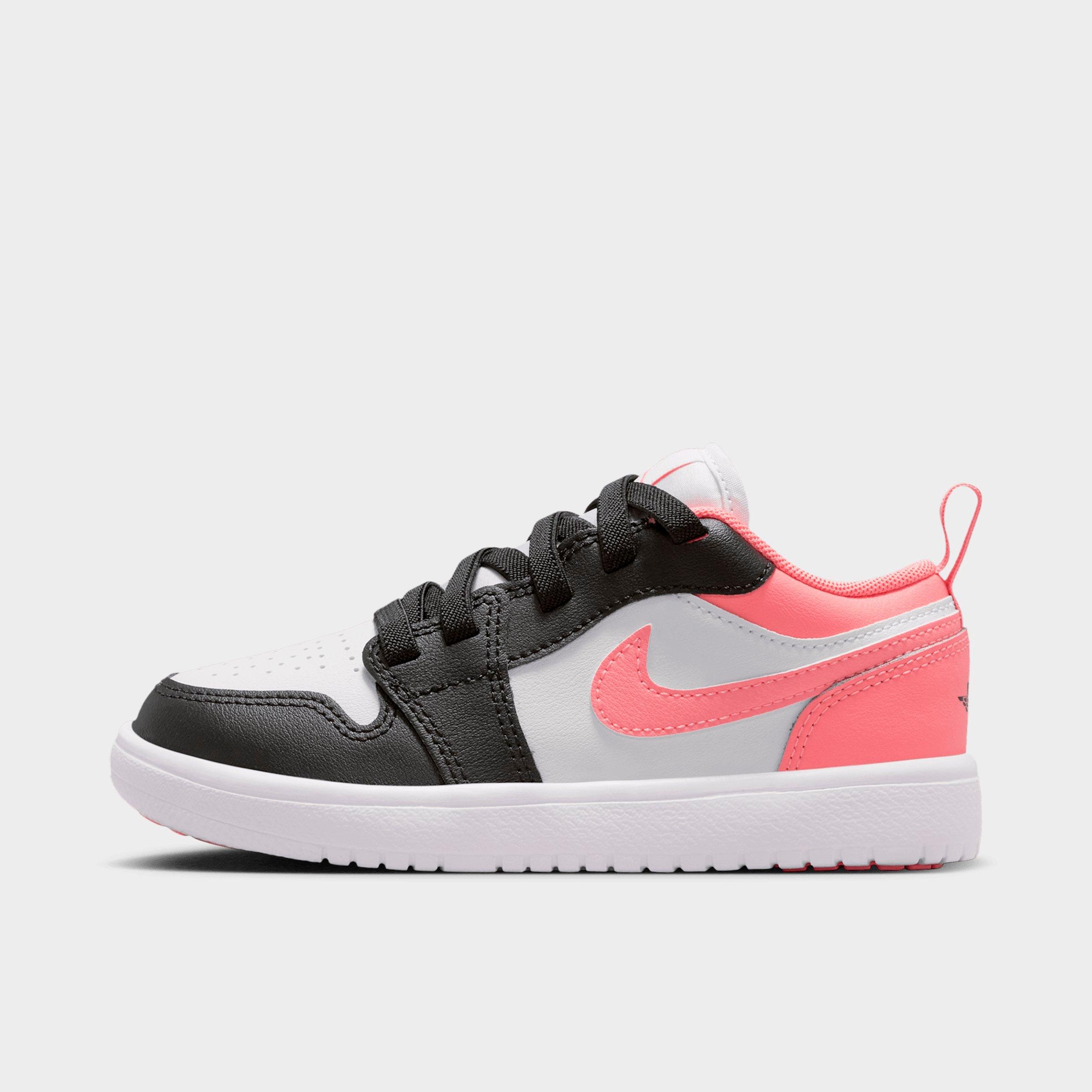 Jordan Little Kids Air Retro 1 Low Alt Casual Shoes in Black/White/Pink Gaze Size: 11.5