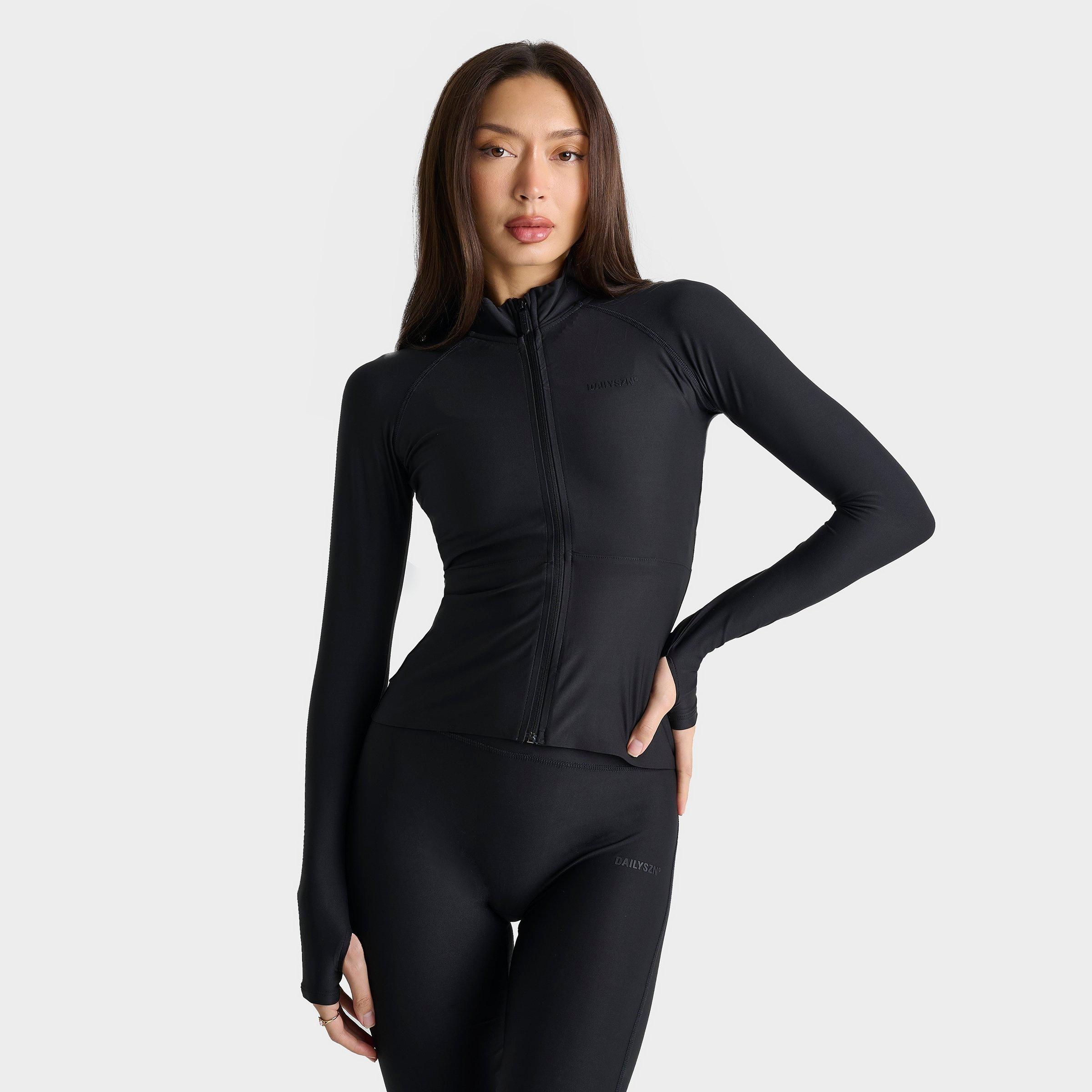 Daily Szn Women's DAILYSZN Full-Zip Top in Black/Black Size Large