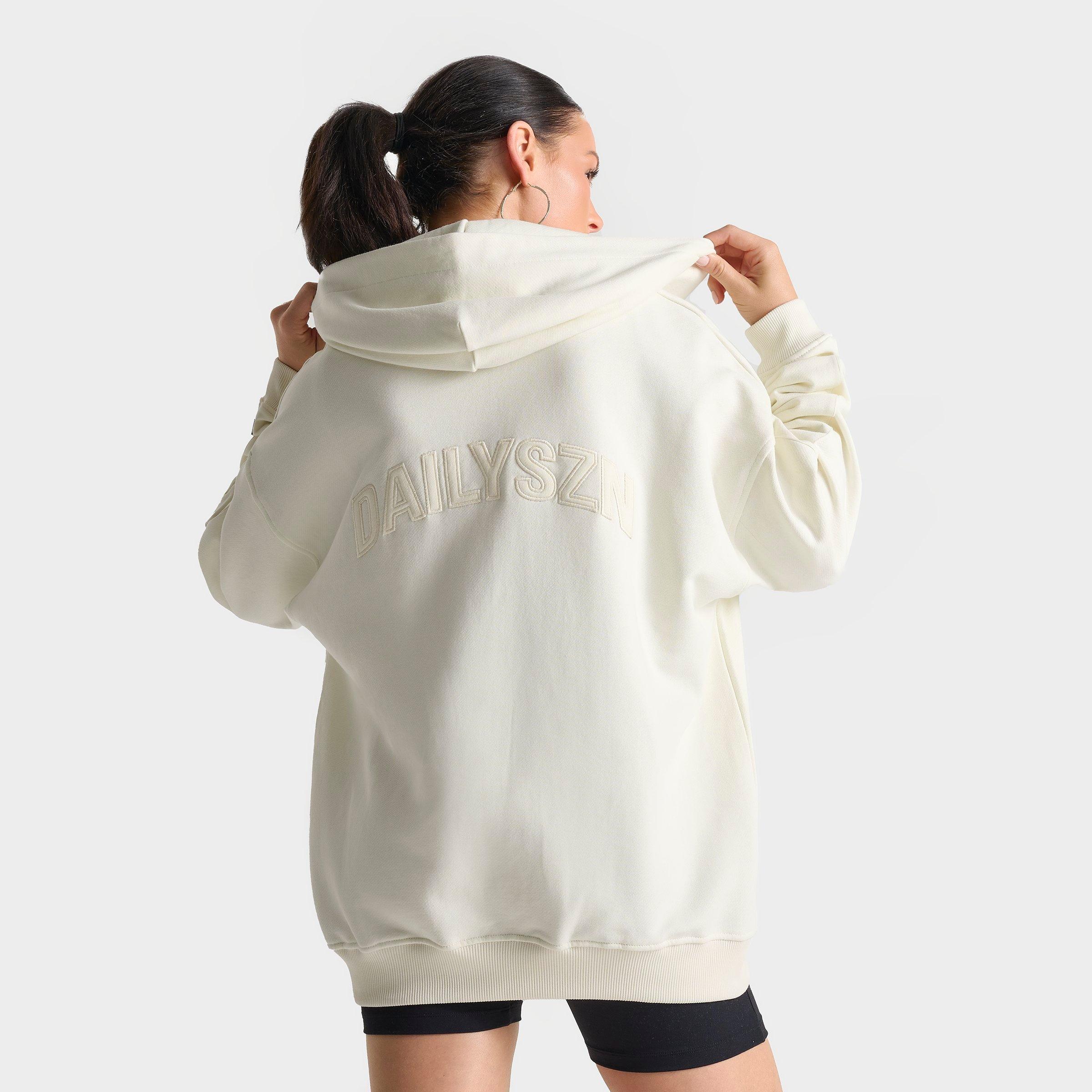 Daily Szn Women's DAILYSZN Full-Zip Hoodie in Off-White/Cotton White Size XS 100% Cotton