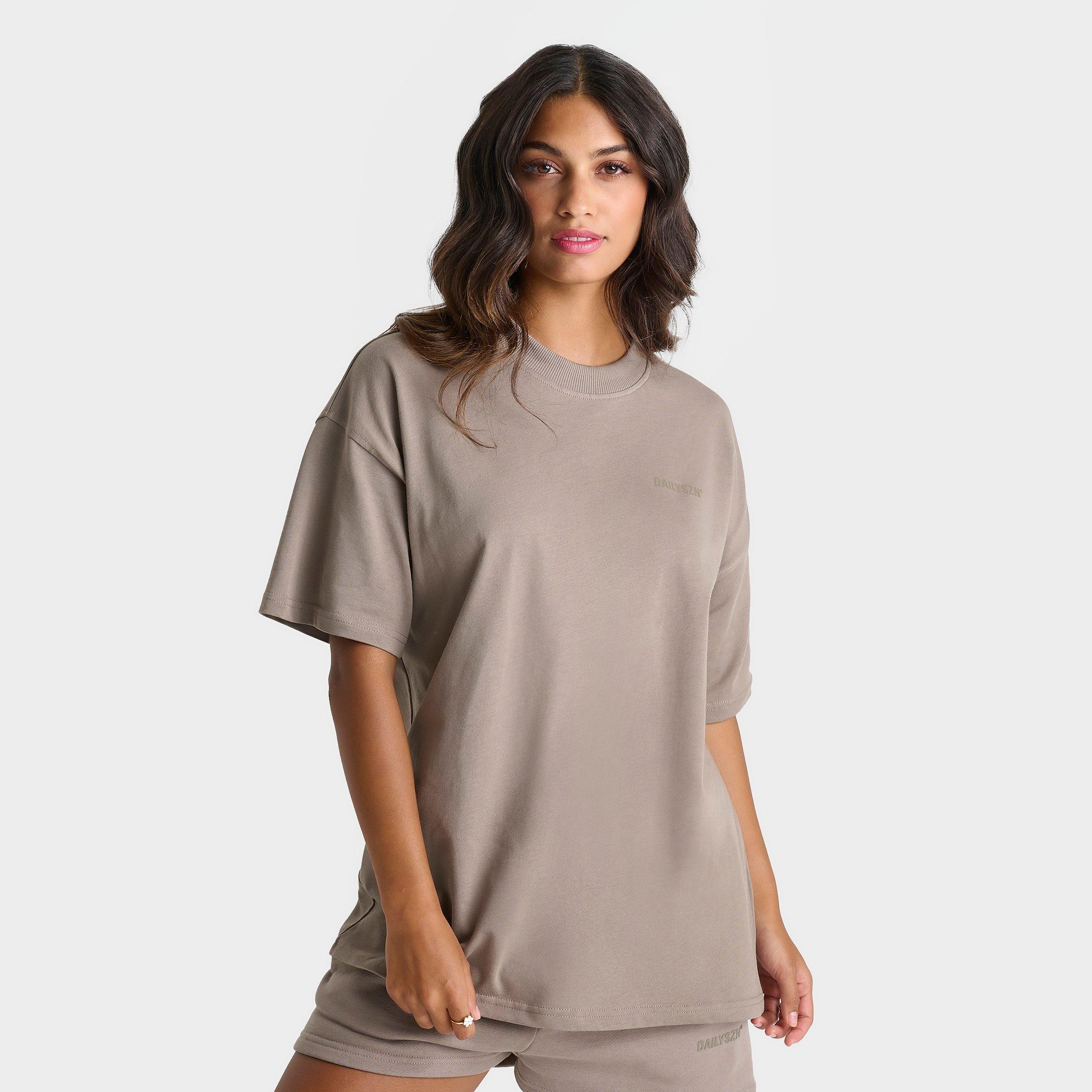 Daily Szn Women's DAILYSZN Boyfriend T-Shirt in Brown/Dolphin Size Large 100% Cotton