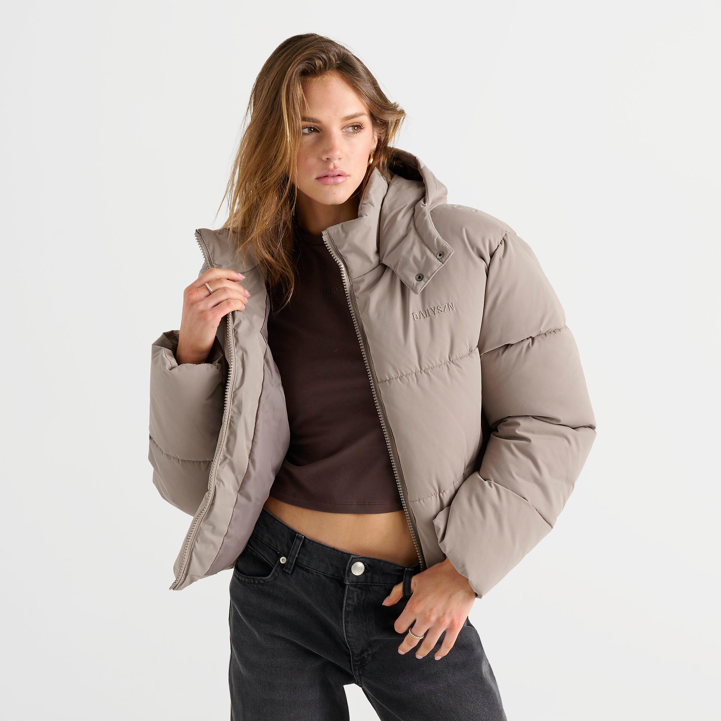 Daily Szn Women's DAILYSZN Padded Puffer Jacket in Beige/Fungi Size XS