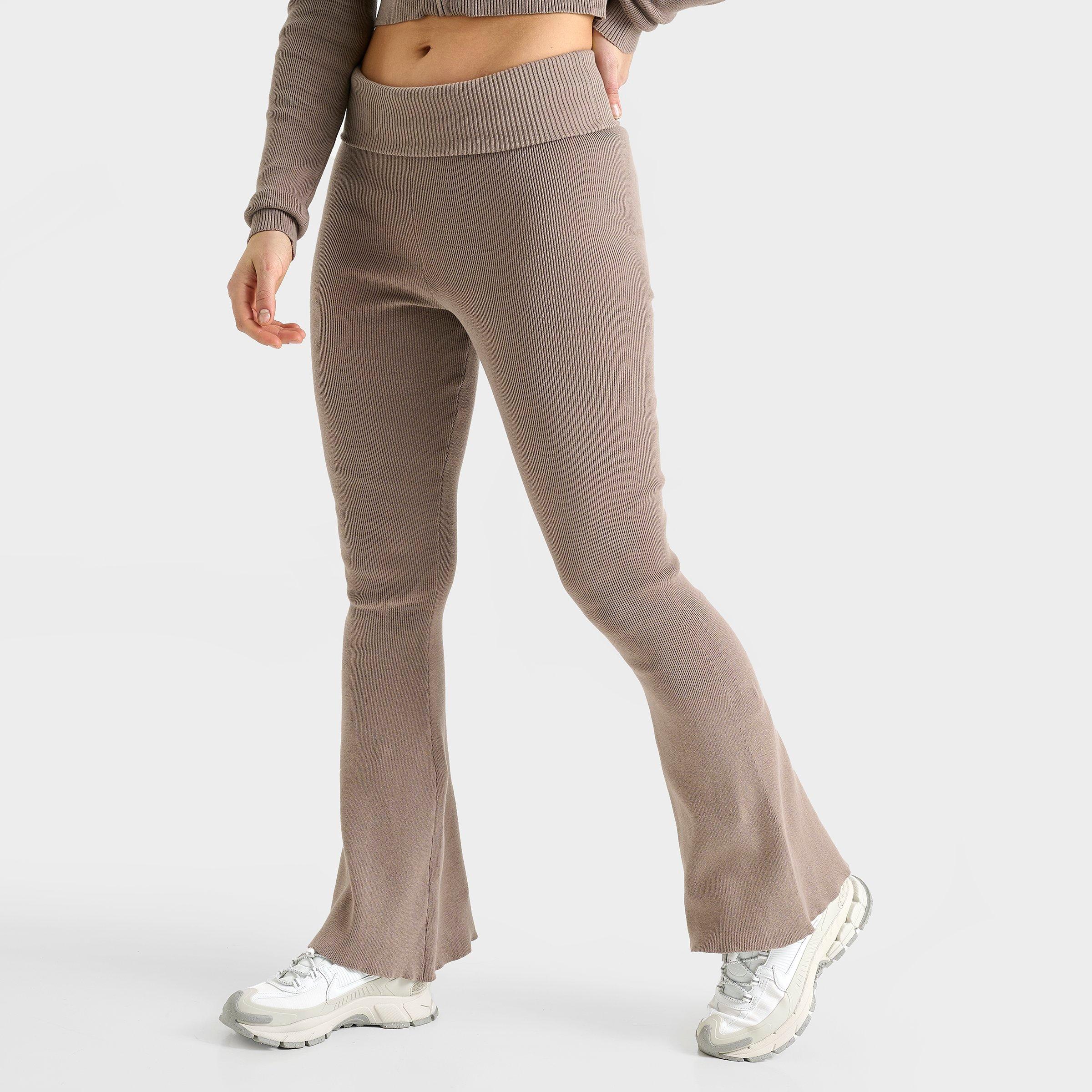 Daily Szn Women's DAILYSZN Knit Flare Pants in Brown/Fungi Size XL