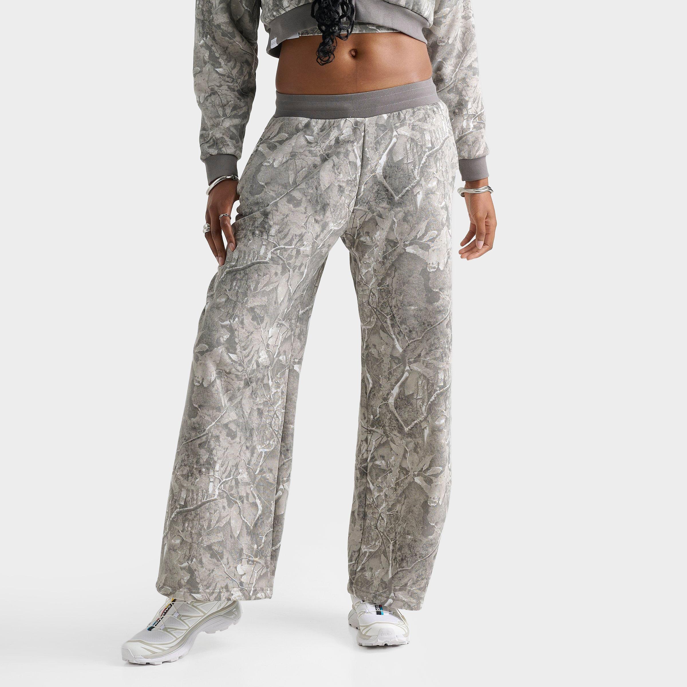 Women's DAILYSZN Camo Print Fleece Wide Leg Jogger Pants in Camouflage Size: Small