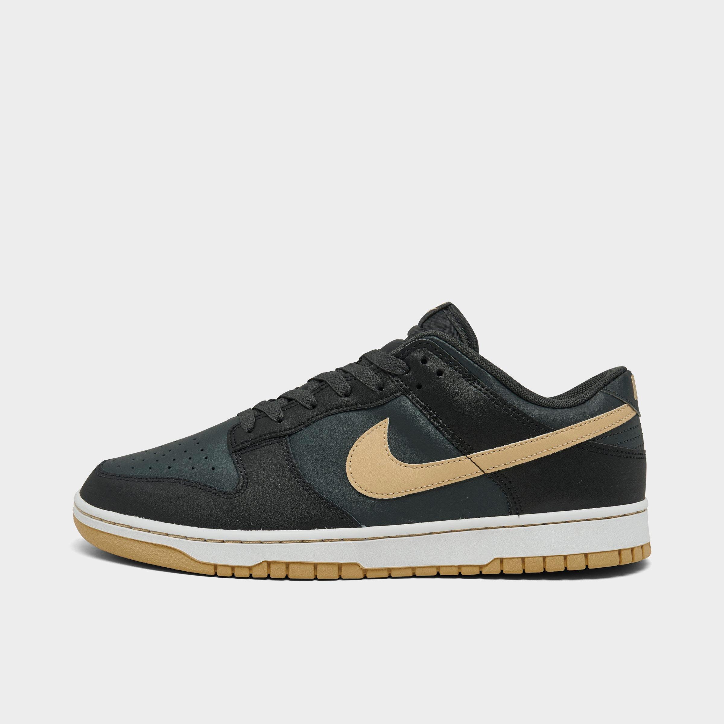 Nike Men's Dunk Low Retro Casual Shoes in Black/Midnight Navy/Tan Size: 7.5