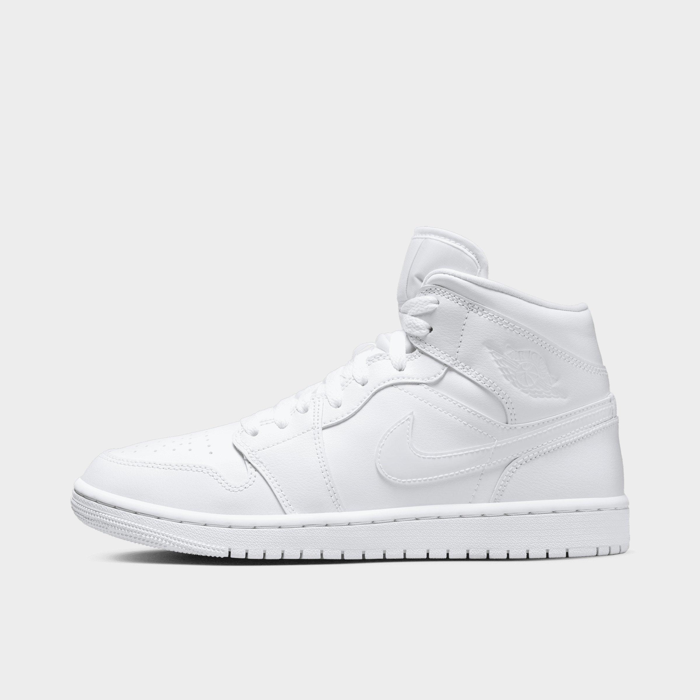 Jordan Women's Air Retro 1 Mid Casual Shoes in White/White/White Size: 5.5