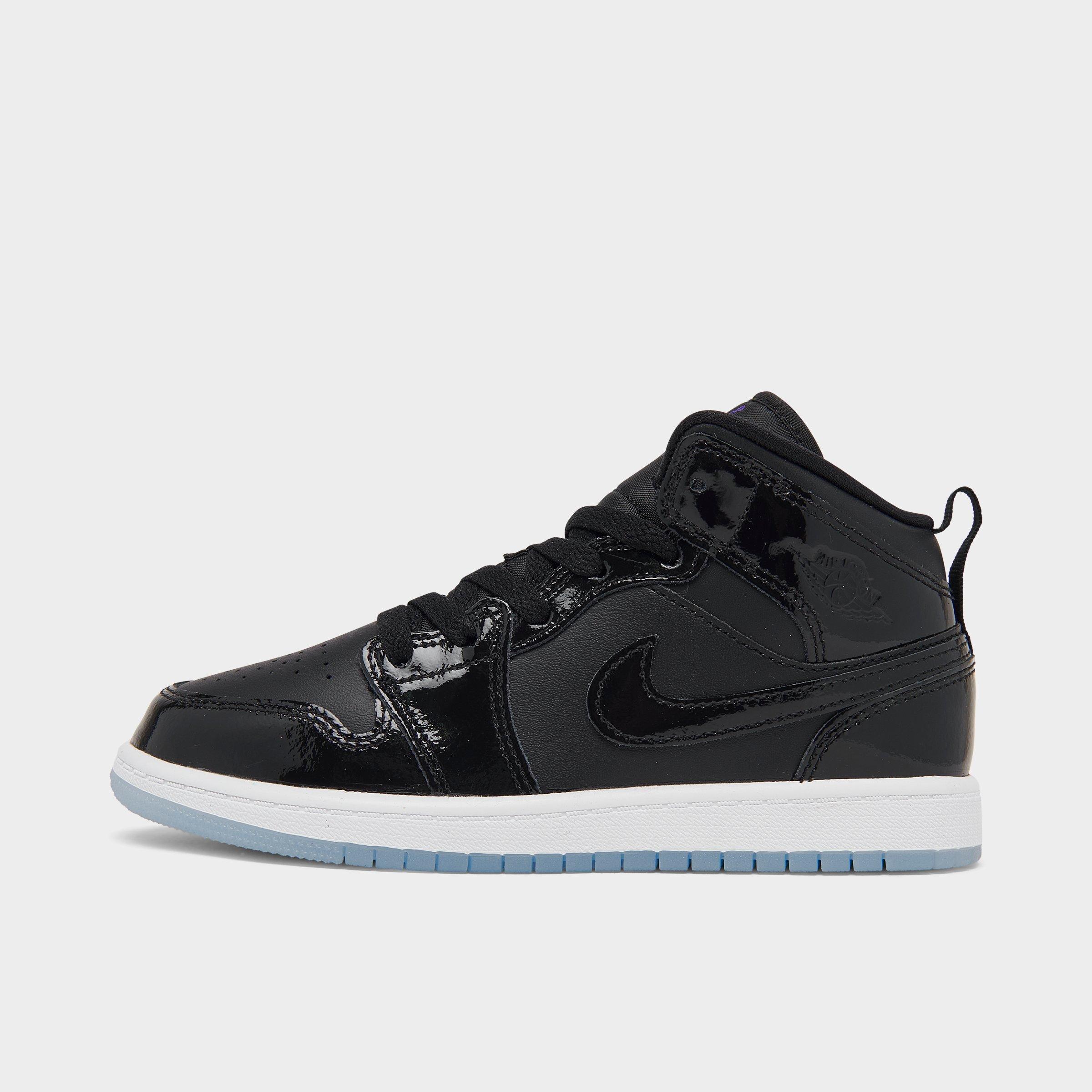 Jordan Little Kids Air Retro 1 Mid SE Casual Shoes in Black/Dark Concord/White Size: 1.0