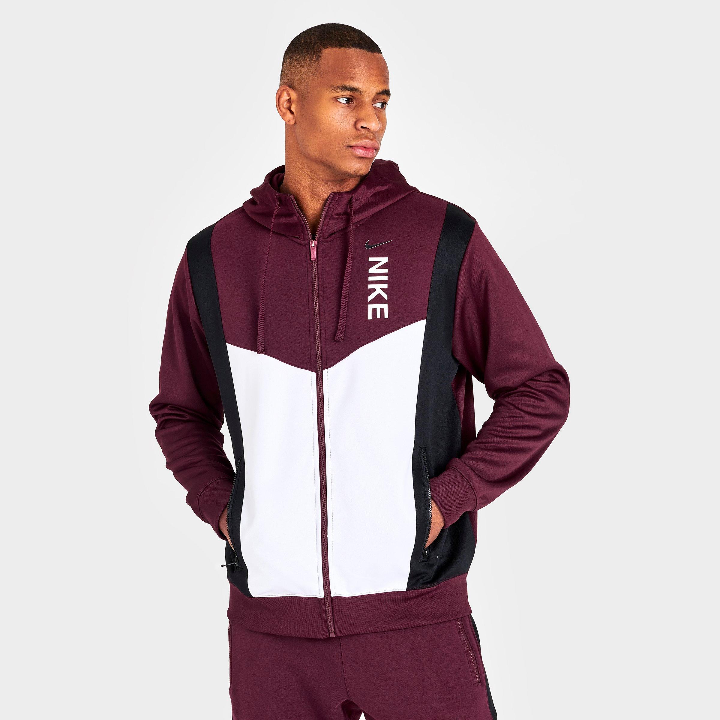 Nike Men s Sportswear Hybrid Full zip Hoodie In Dark Beetroot dark