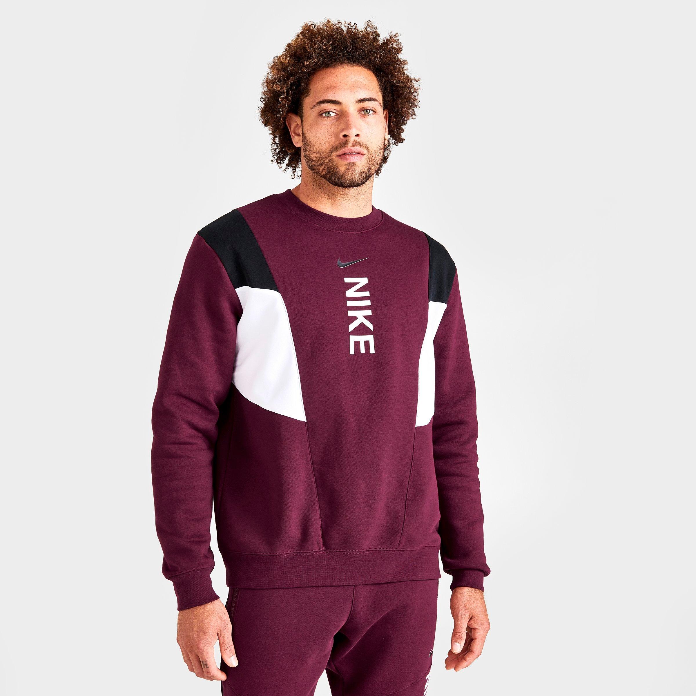Nike Men s Sportswear Hybrid Fleece Sweatshirt In Dark Beetroot black white ModeSens