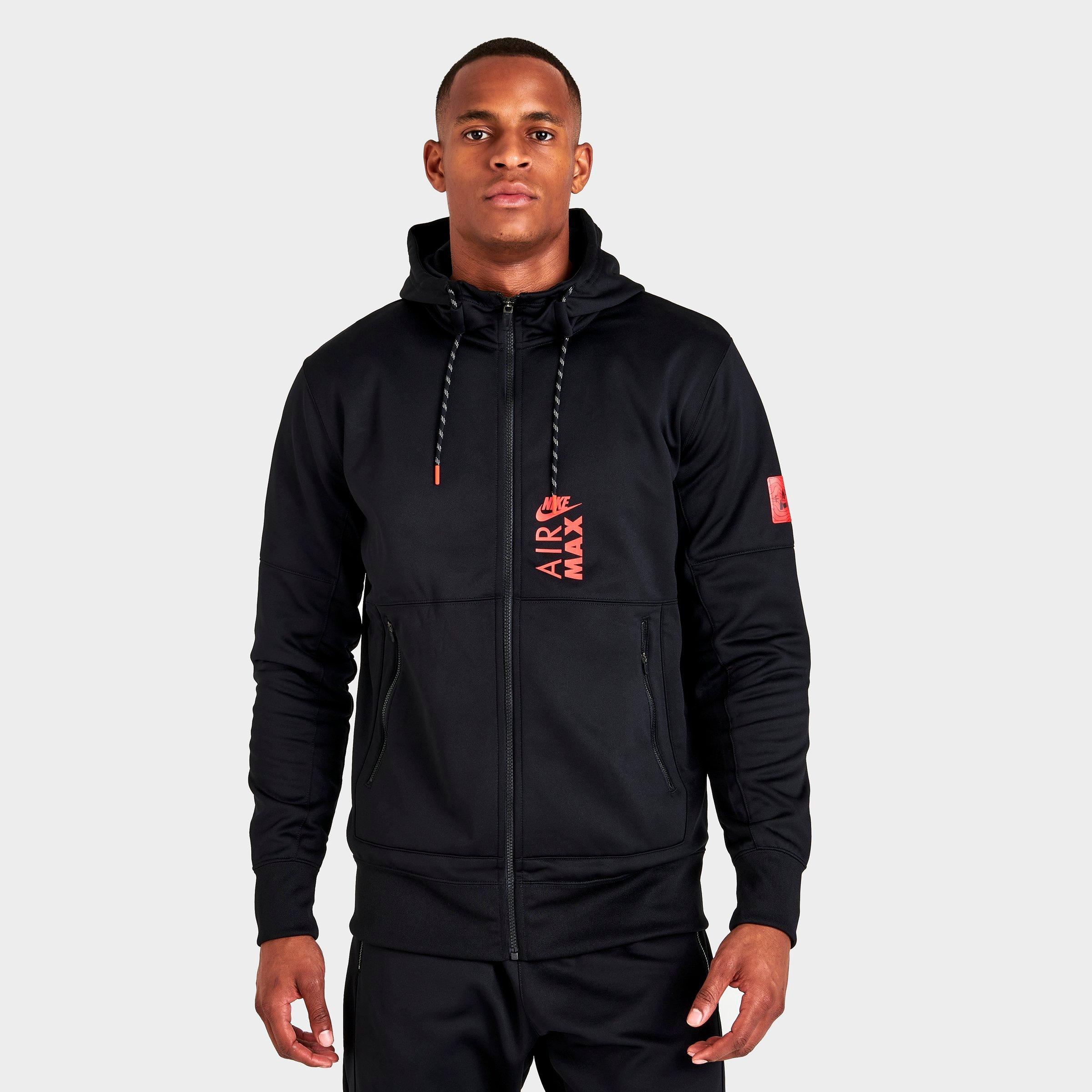 Nike Men s Air Max Therma fit Fitness Hoodie In Black black habanero Red ModeSens