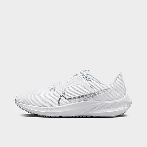 Shop Nike Women's Zoom Pegasus 40 Running Shoes In White/metallic Silver/pure Platinum