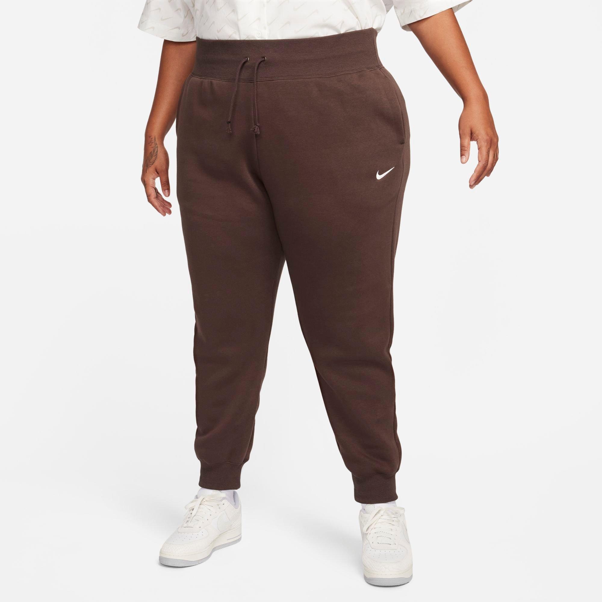 Shop Nike Women's Sportswear Phoenix Fleece High-waisted Jogger Sweatpants (plus Size) In Baroque Brown/sail