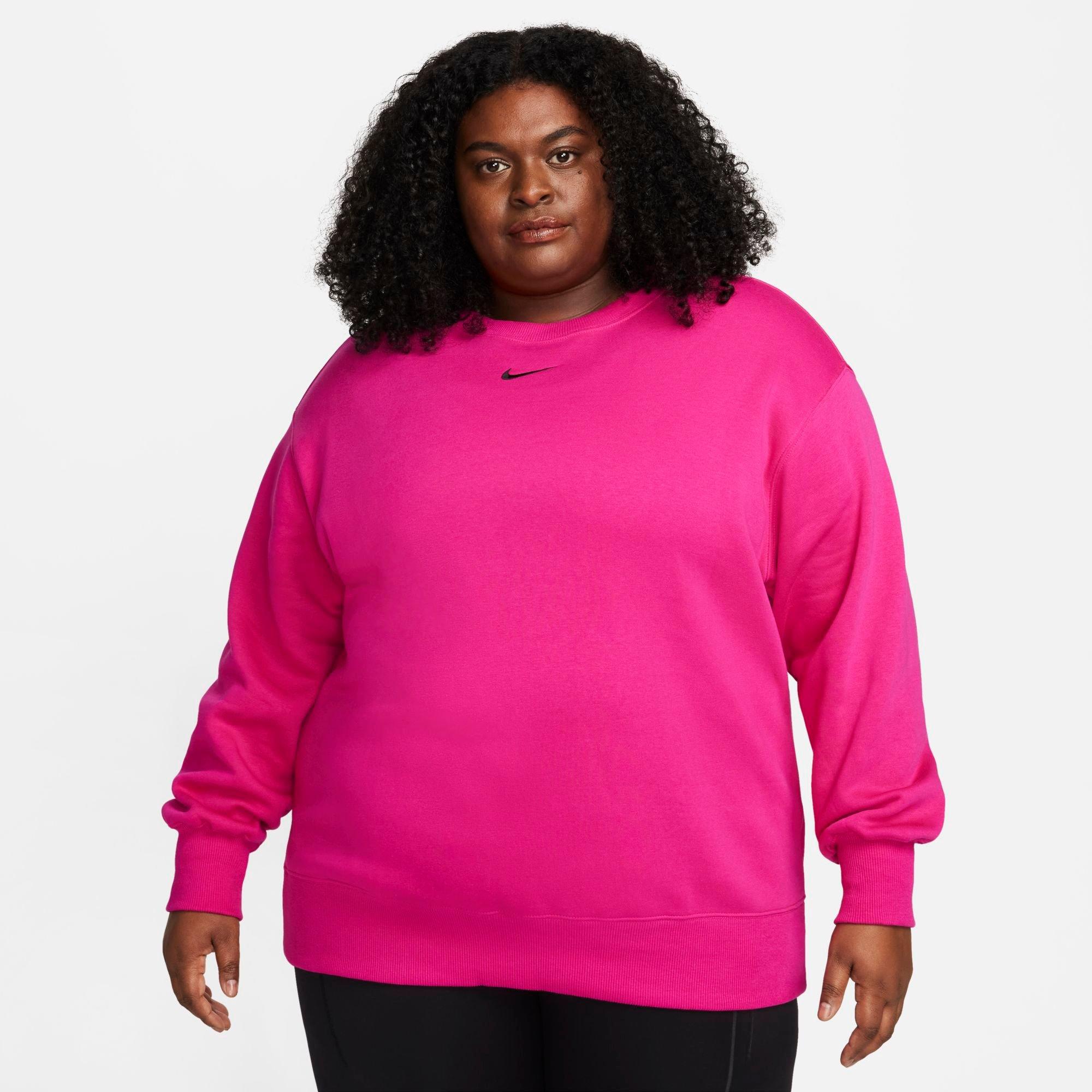 Nike Women's Sportswear Phoenix Fleece Oversized Crewneck Sweatshirt (plus Size) In Fireberry/black