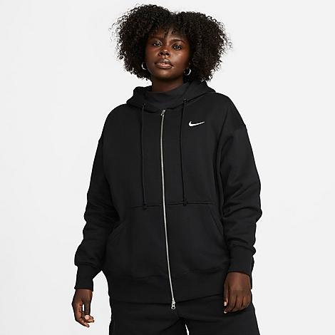 Shop Nike Women's Sportswear Phoenix Fleece Oversized Full-zip Hoodie (plus Size) In Black/sail