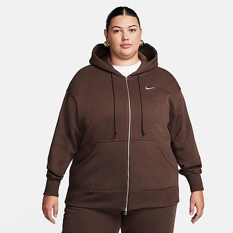 Nike Women's Sportswear Phoenix Fleece Oversized Full-zip Hoodie (plus Size) In Baroque Brown/sail