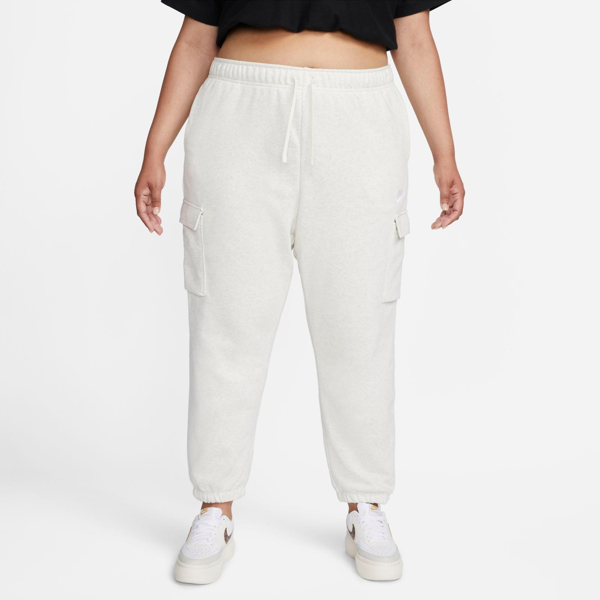 Nike Women's  Sportswear Club Fleece Mid-rise Oversized Cargo Sweatpants (plus Size) In Oatmeal Heather/white