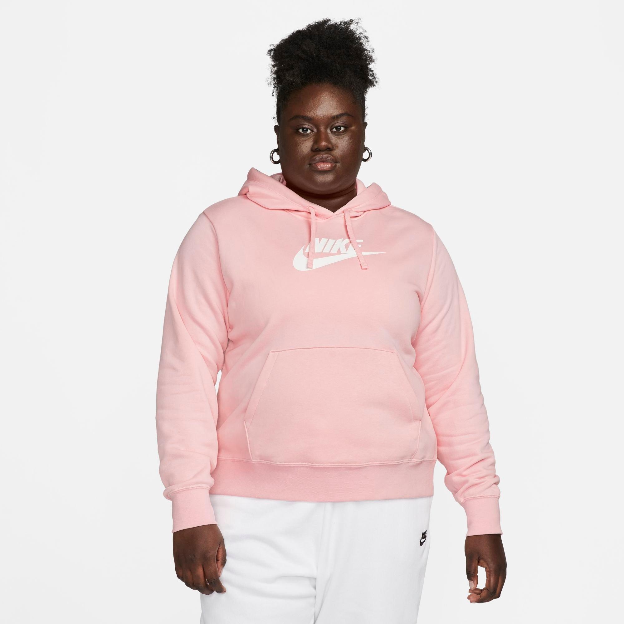Nike Women's  Sportswear Club Fleece Pullover Hoodie (plus Size) In Medium Soft Pink/white 