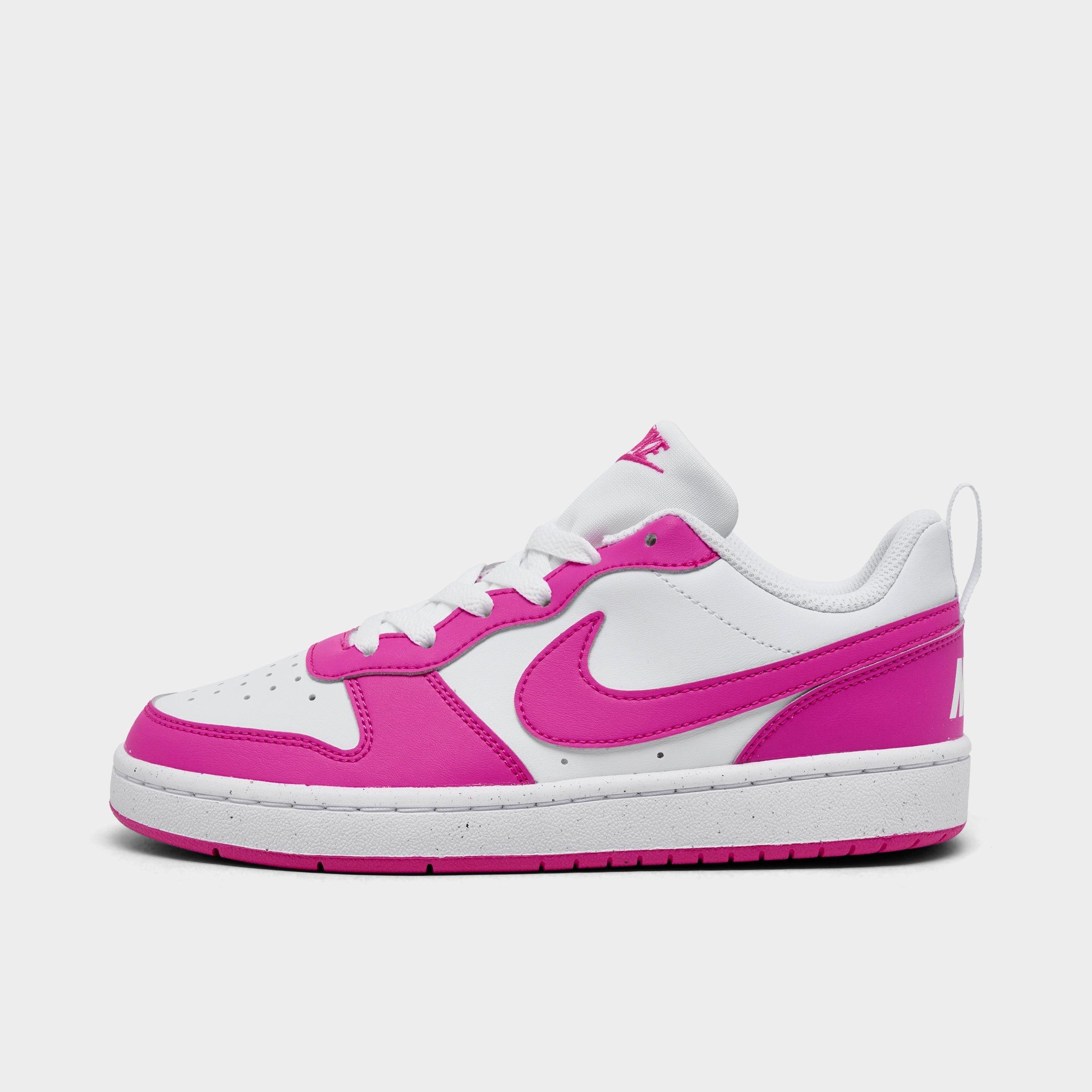 Nike Kids' Court Borough Low Top Sneaker In White/laser Fuchsia