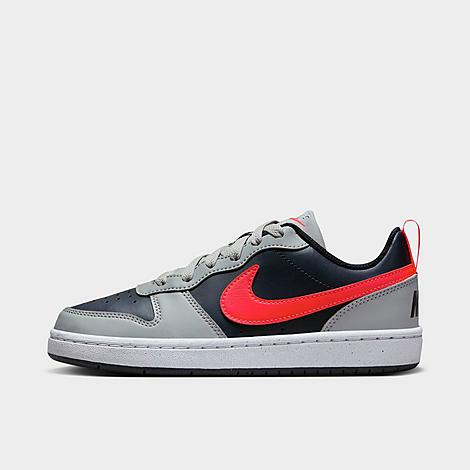 Shop Nike Big Kids' Court Borough Low Recraft Casual Shoes In Light Smoke Grey/dark Obsidian/white/bright Crimson