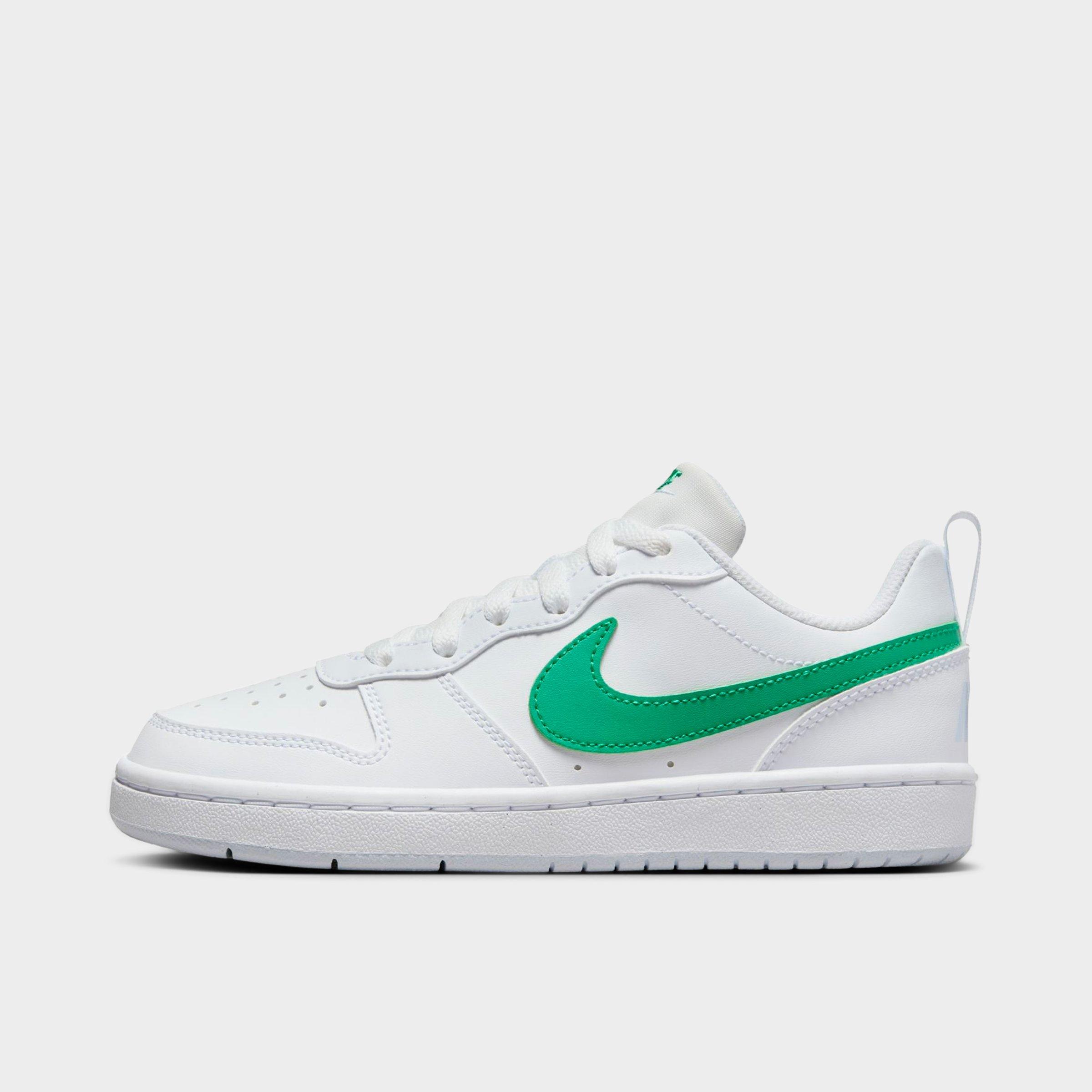 Shop Nike Big Kids' Court Borough Low Recraft Casual Shoes In White/stadium Green/football Grey