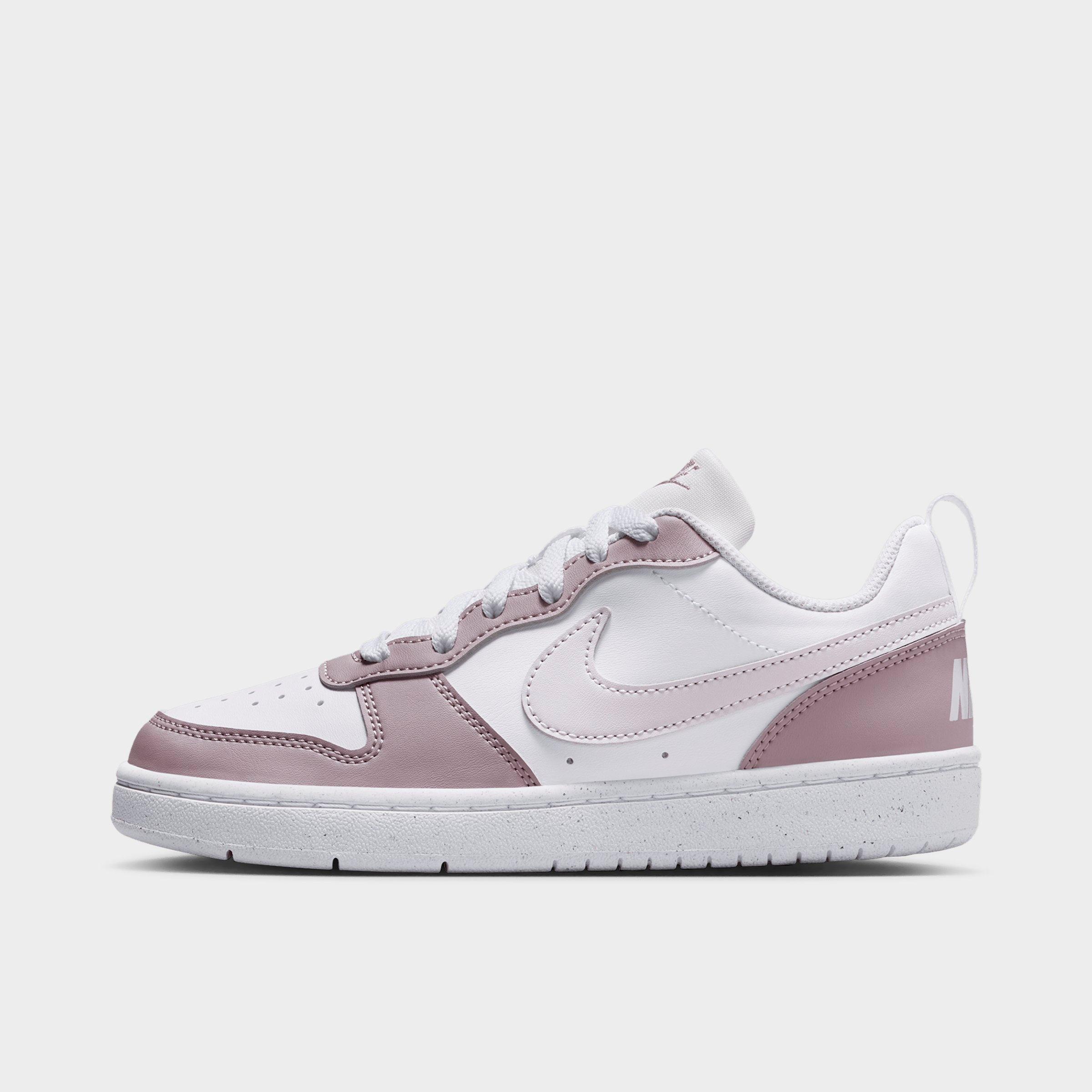 Nike Big Kids Court Borough Low Recraft Casual Shoes in White/Plum Fog/White Size: 7.0