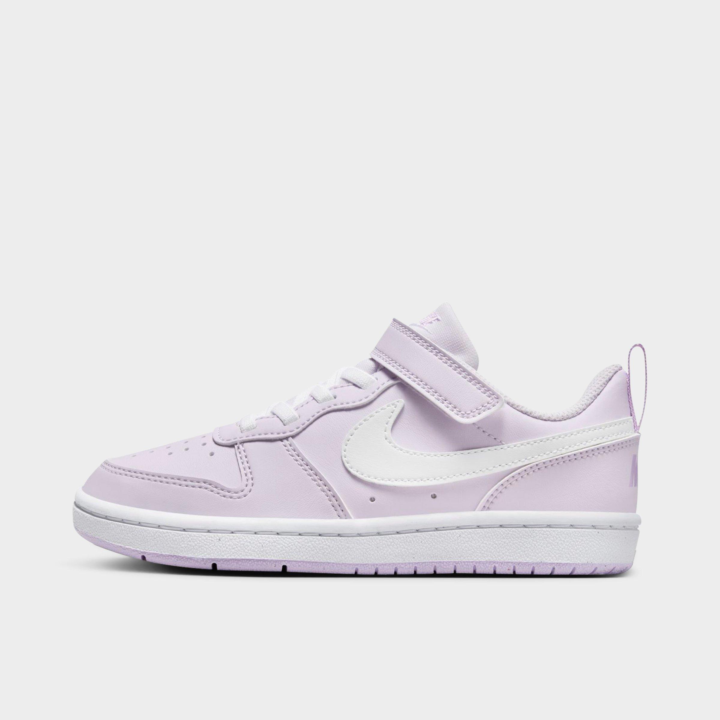 Nike Little Kids Court Borough Low Recraft Stretch Lace Casual Shoes in Barely Grape/White/Lilac Bloom Size: 1.0