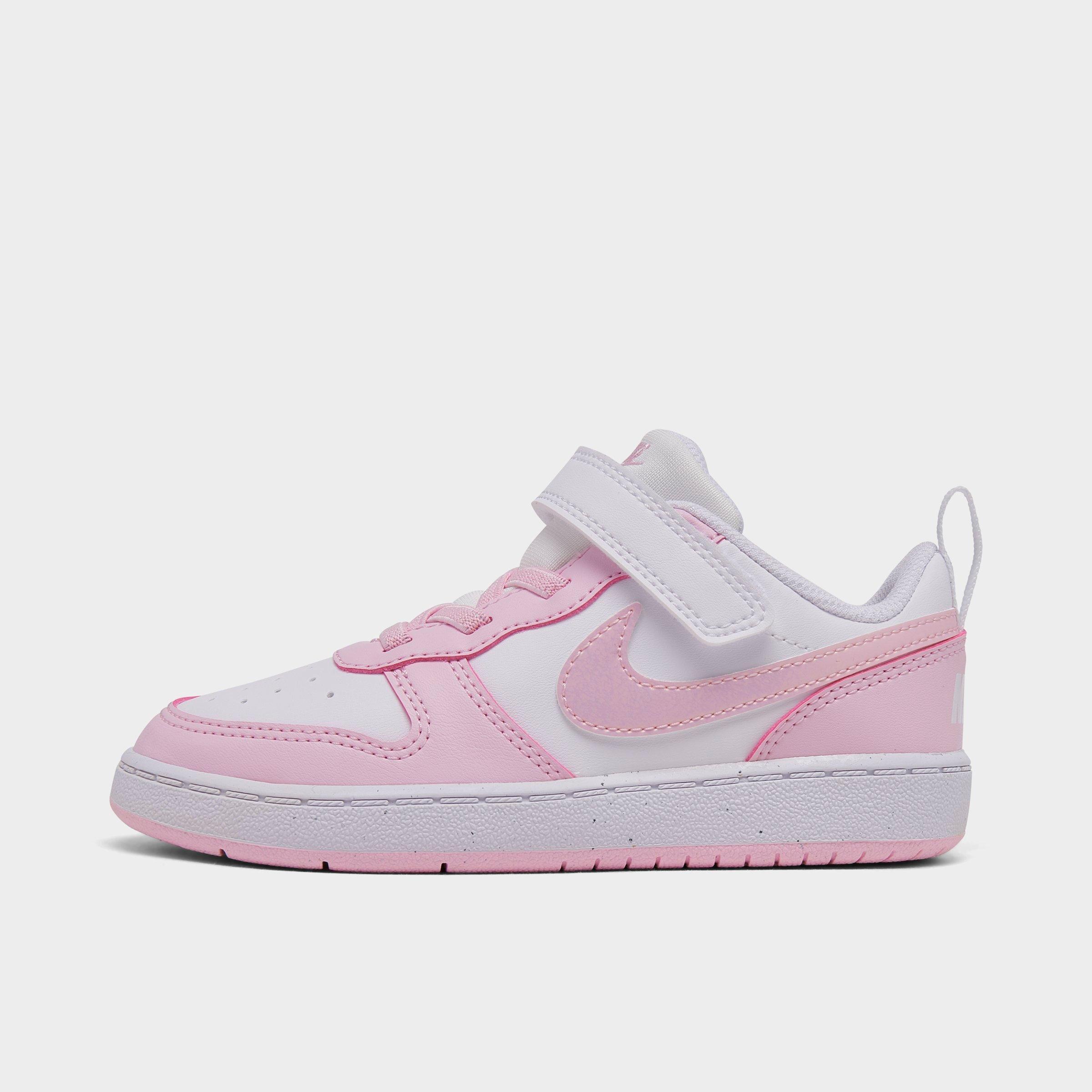 Nike Babies'  Kids' Toddler Court Borough Low Recraft Stretch Lace Casual Shoes In White/pink Foam