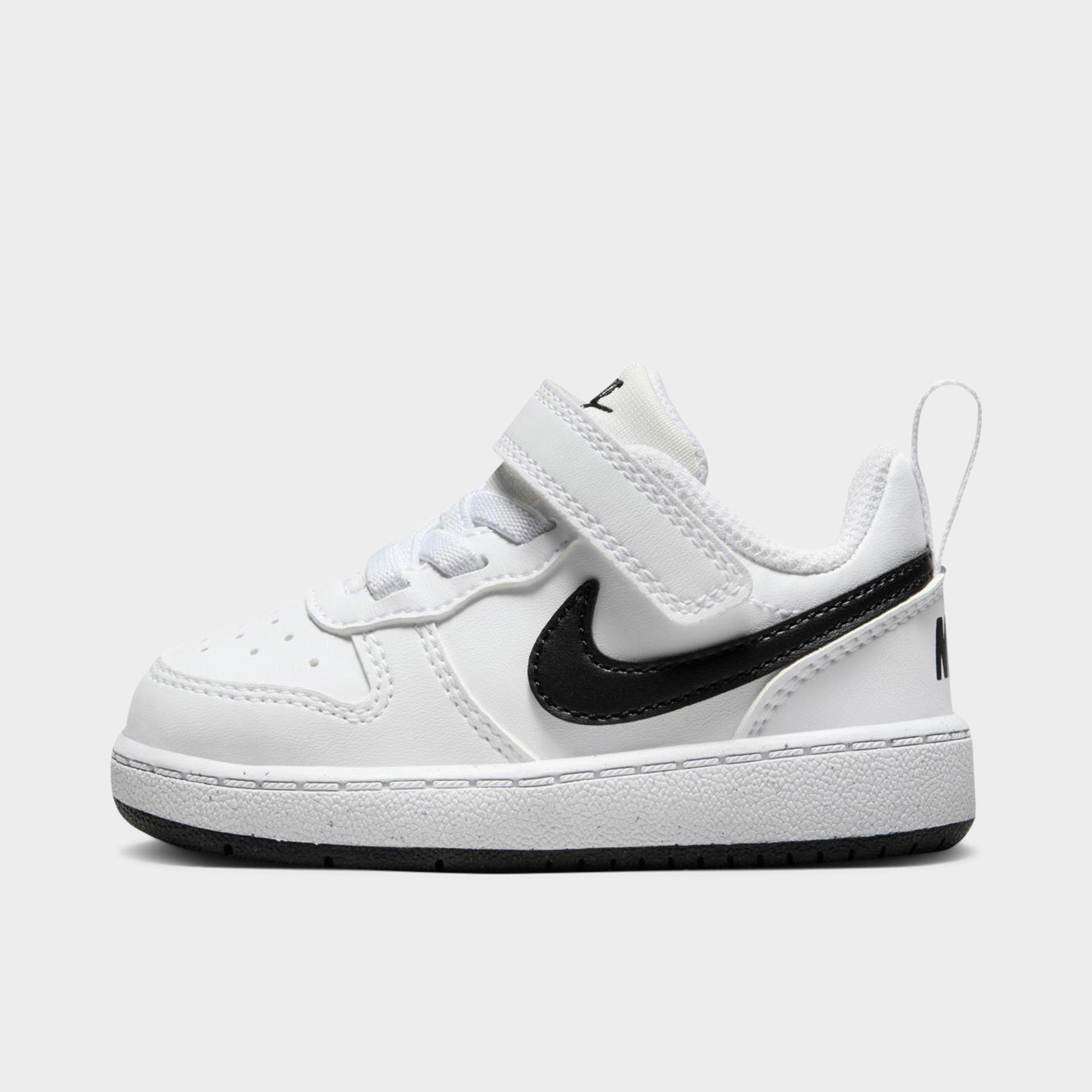 Nike Kids Toddler Court Borough Low Recraft Stretch Lace Casual Shoes in White/Black Size: 2.0