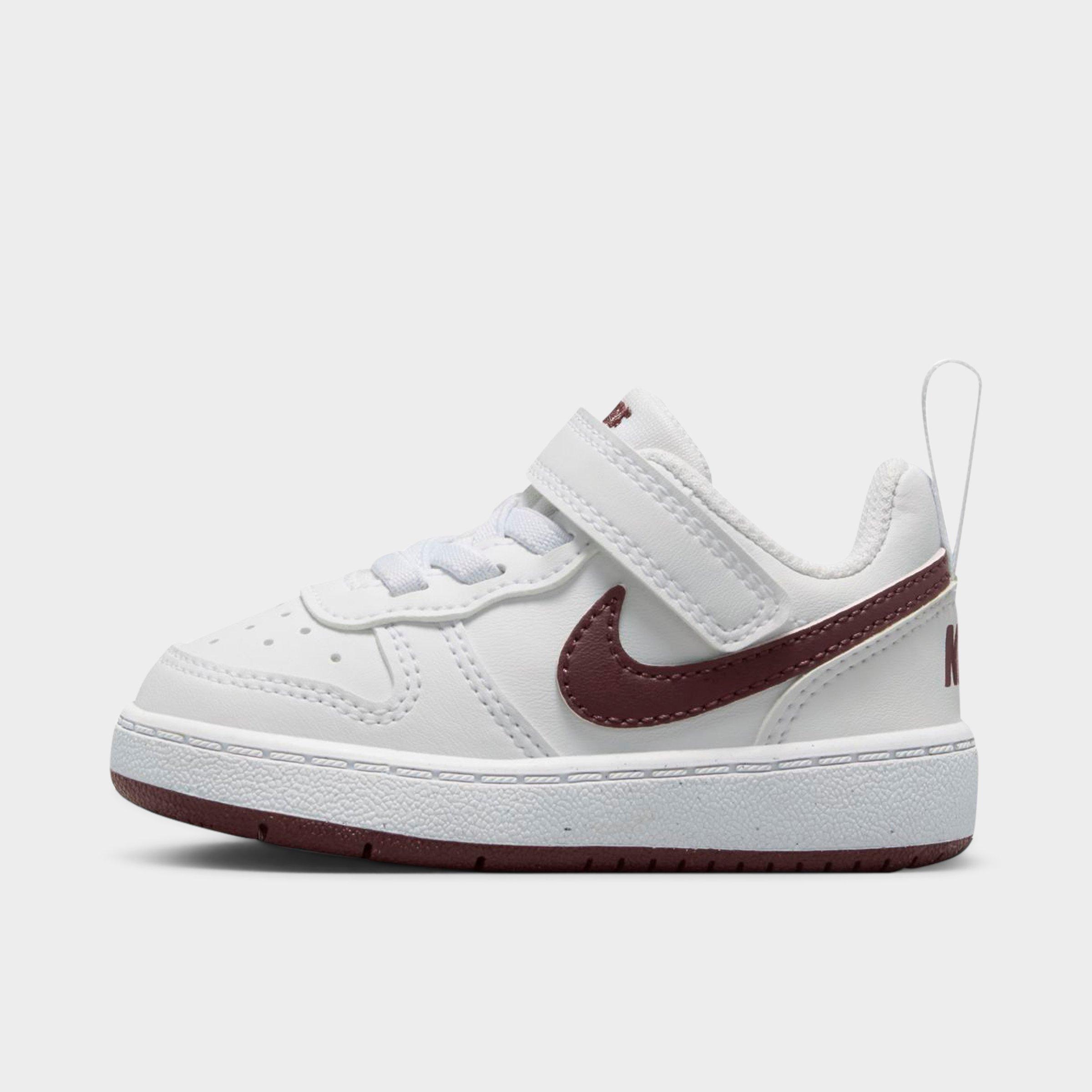 Nike Kids Toddler Court Borough Low Recraft Stretch Lace Casual Shoes in White/Burgundy Crush Size: 2.0