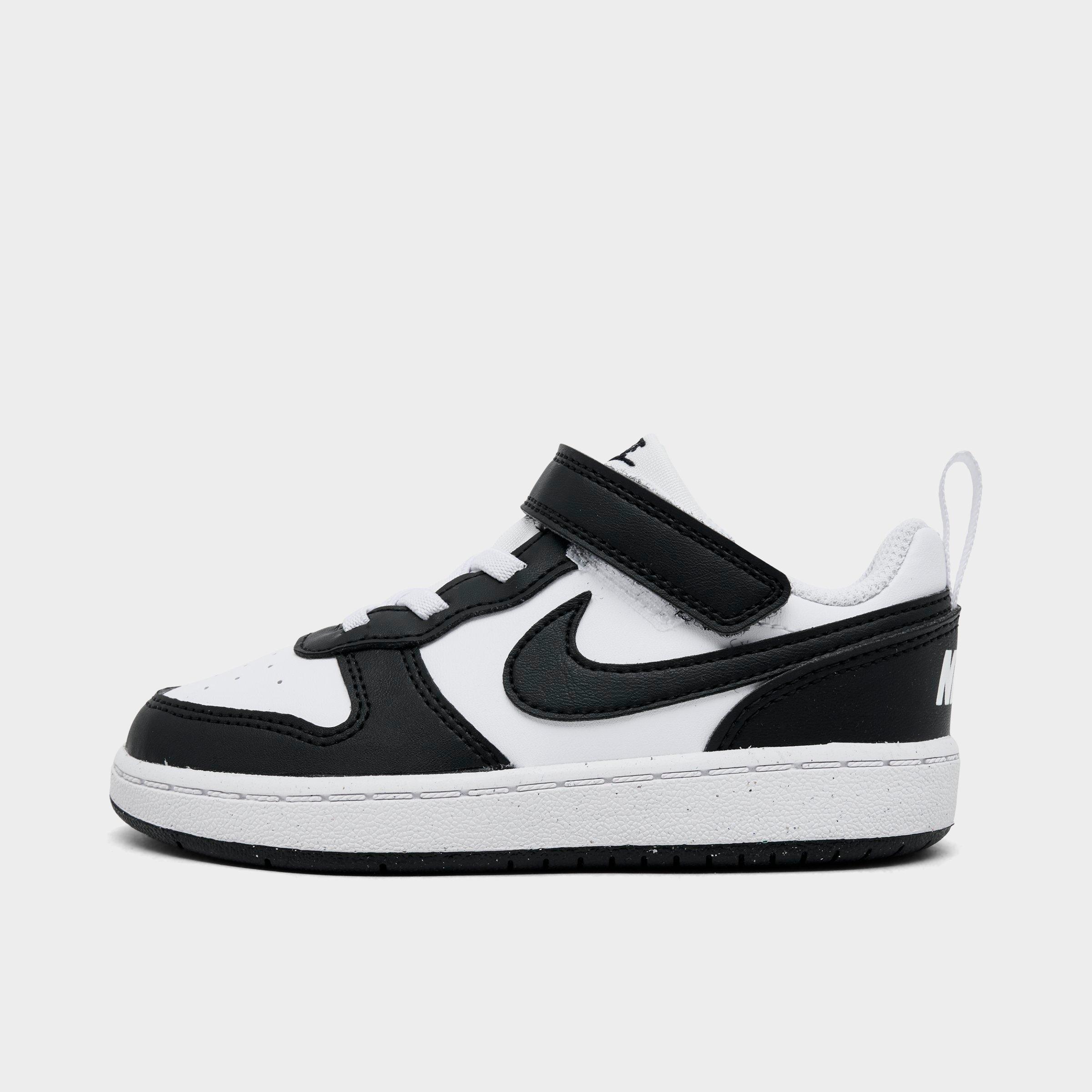 Nike Kids Toddler Court Borough Low Recraft Stretch Lace Casual Shoes in White/Black Size: 10.0